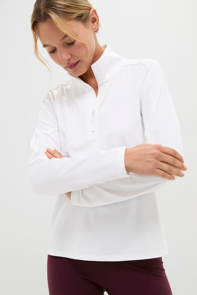 White Performance Jersey Carver Quarter Zip Tee-Get Girly