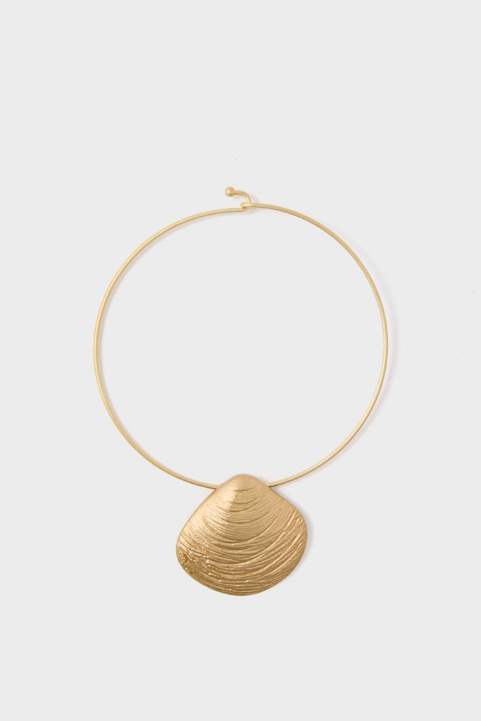 Gold Clam Shell Lillian Necklace-Get Girly
