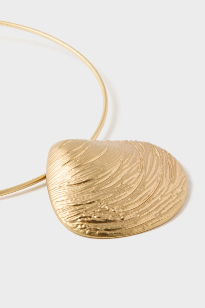 Gold Clam Shell Lillian Necklace-Get Girly