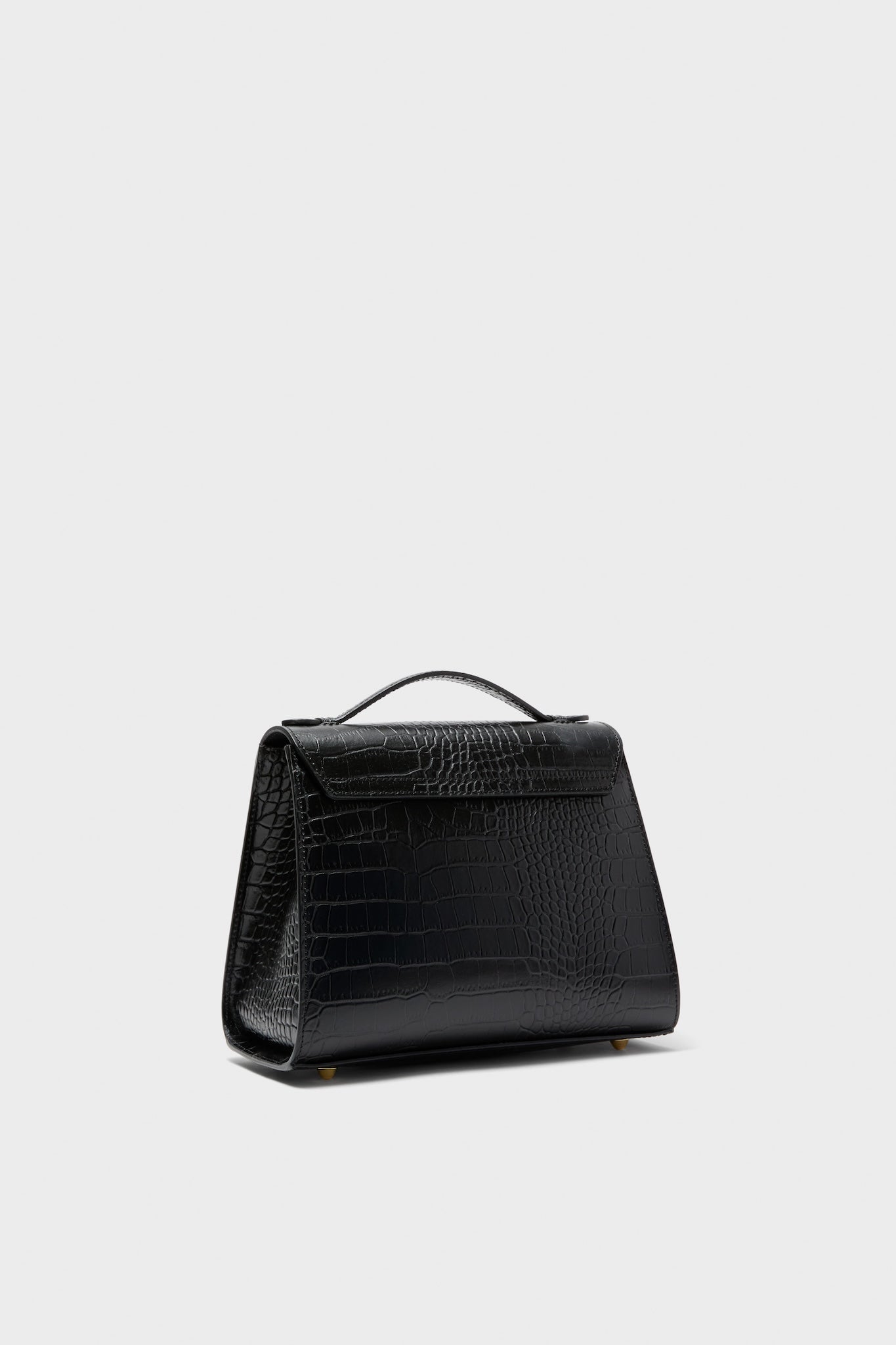 Black Bombo Croco Top Handle Satchel Bag-Get Girly