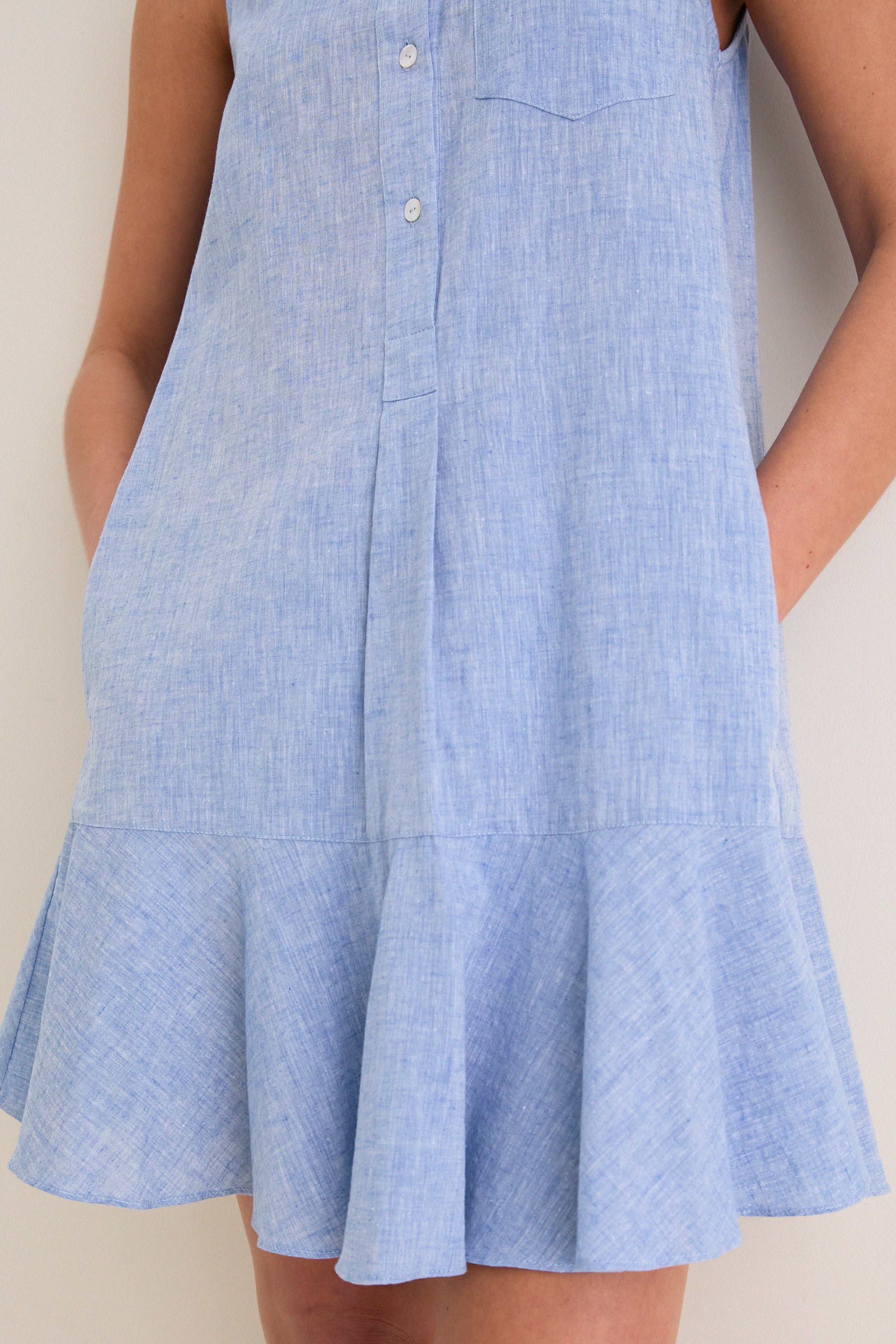 Chambray Sleeveless Callahan Shirt Dress-Get Girly