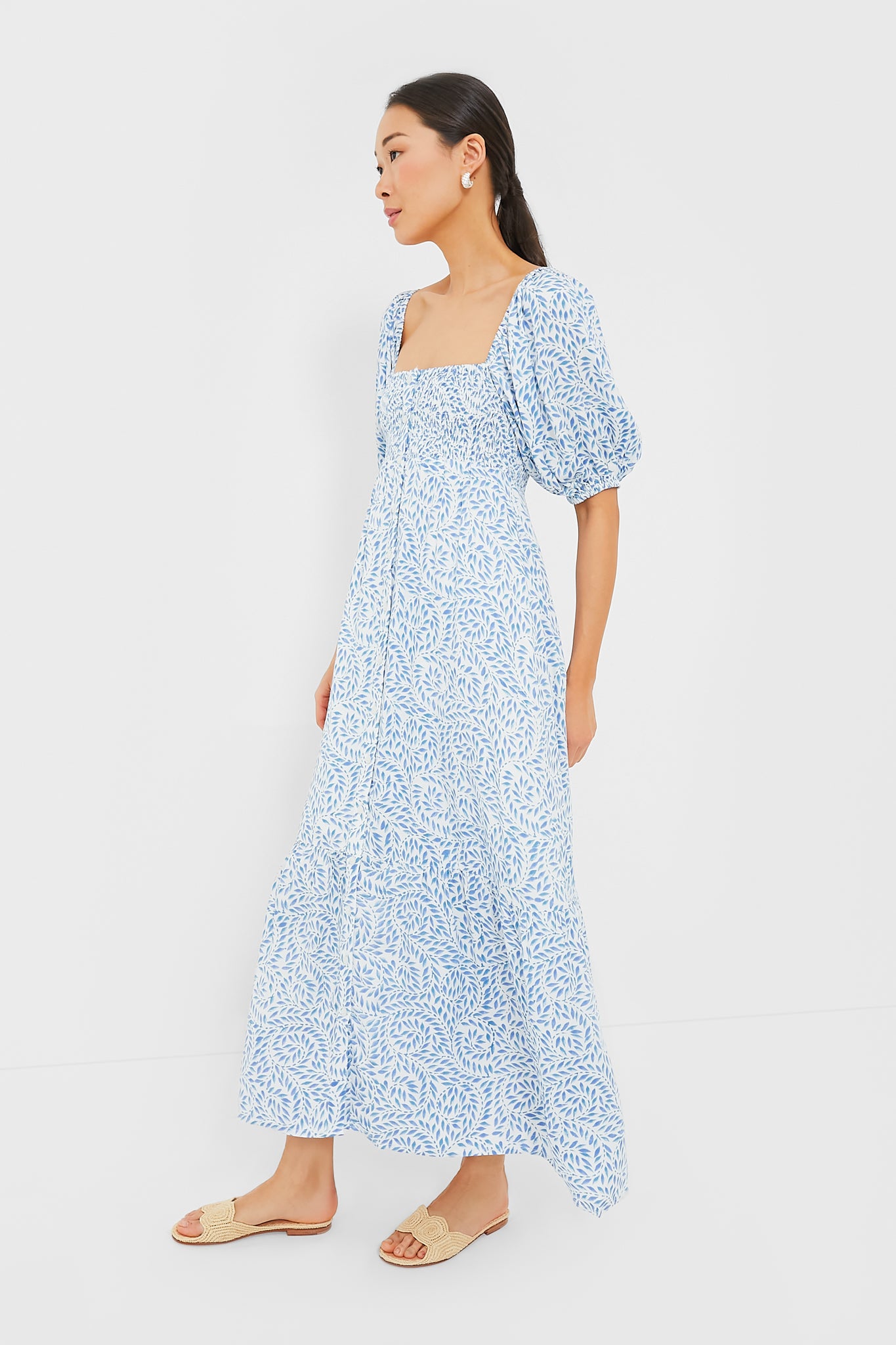 Wisteria Vines Santiago 3 Short Sleeve Maxi Dress-Get Girly