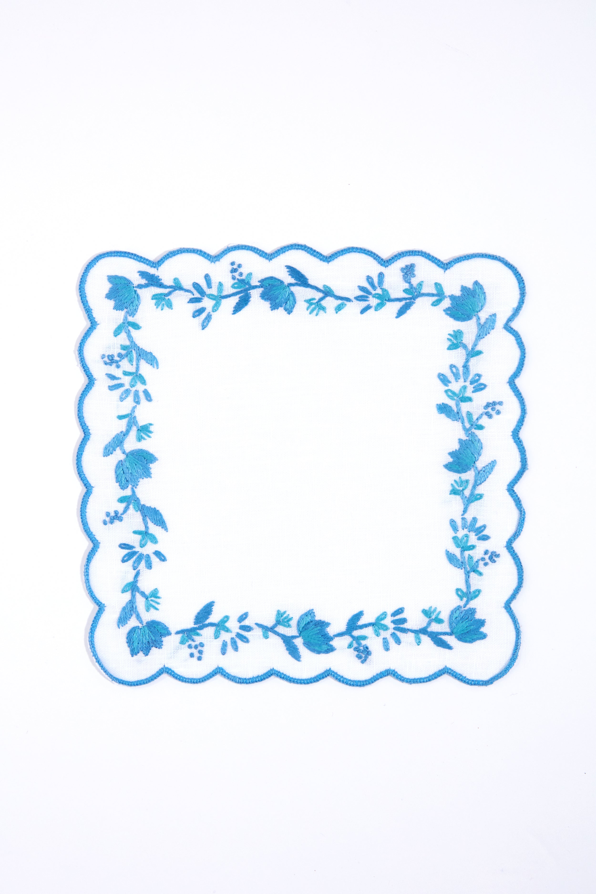 Blue and White Floral Cocktail Napkins Set of 4-Get Girly
