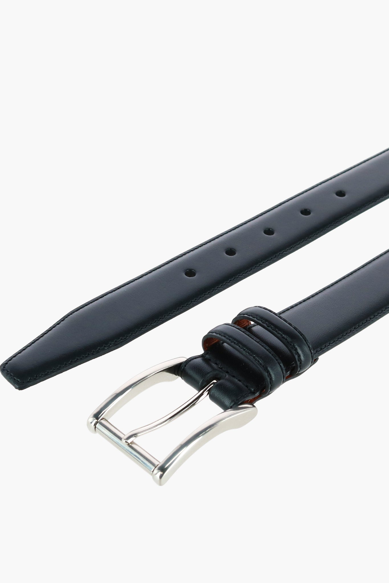 Black Lorenzo 32mm Dropped Edge Leather Belt-Get Girly