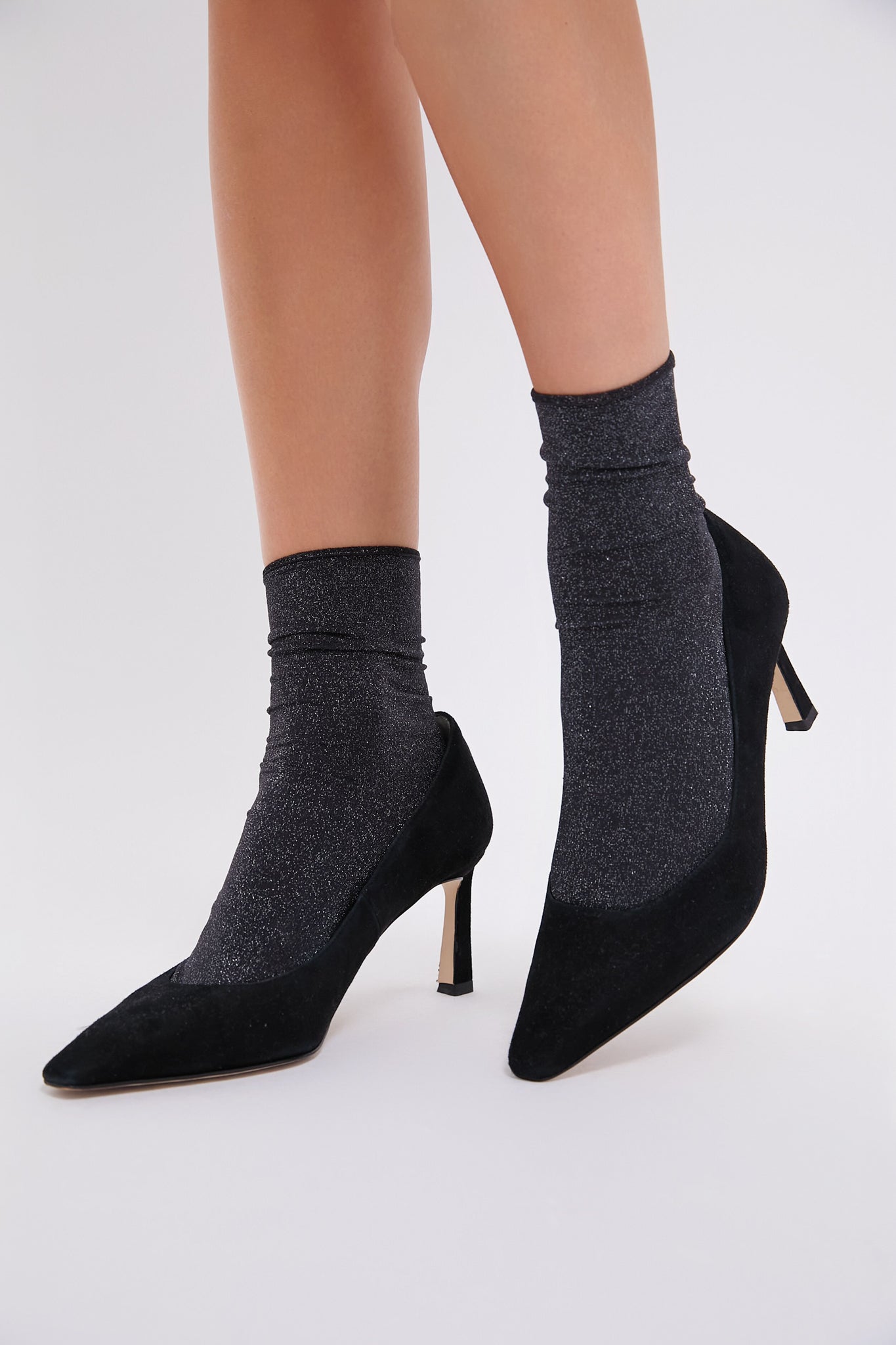 Black Silver Stardust Socks-Get Girly