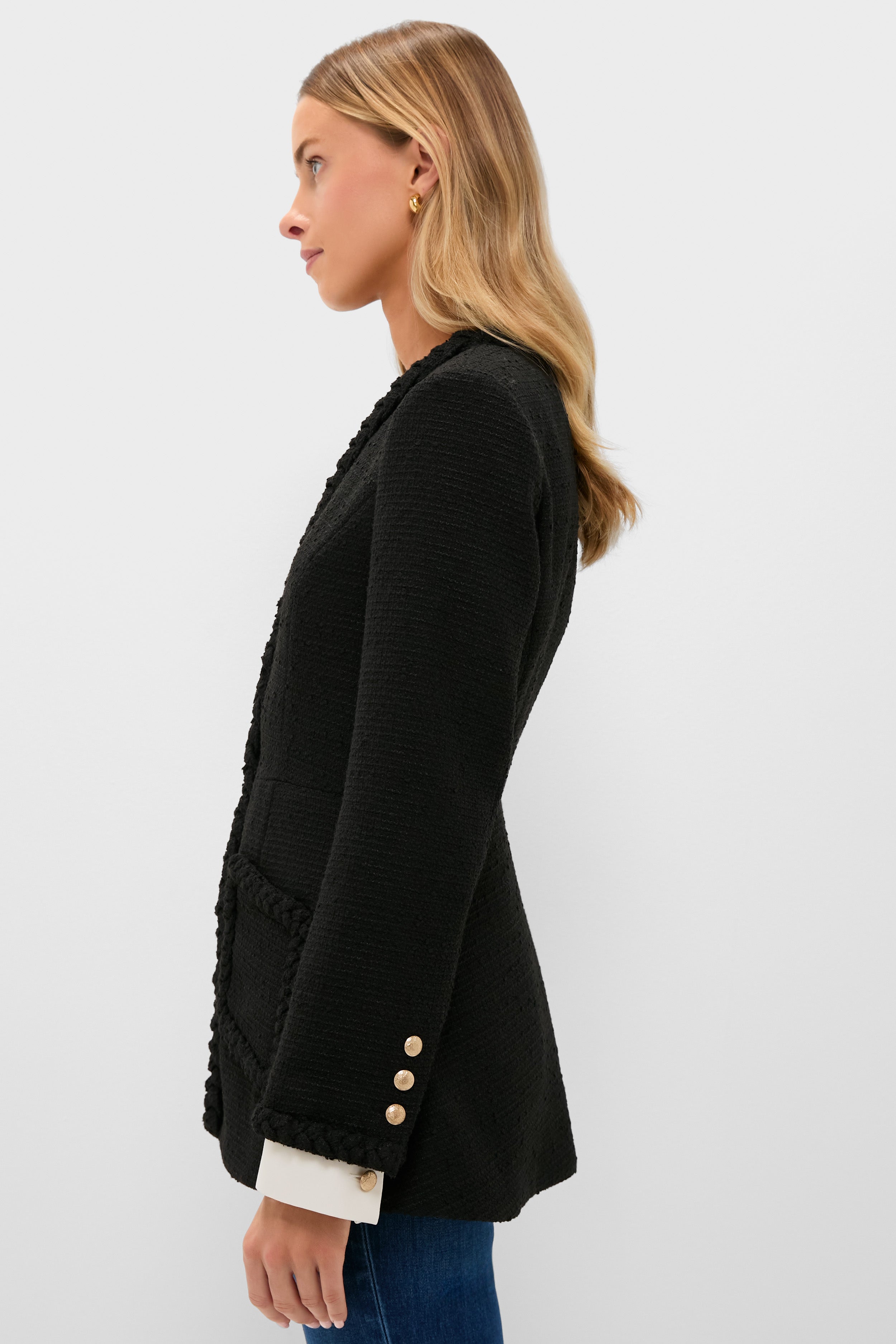 Black Braided Trim Shay Jacket-Get Girly