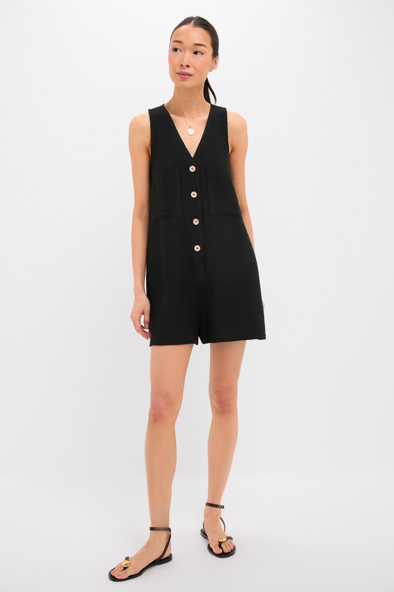 Black Textured Myla Romper-Get Girly