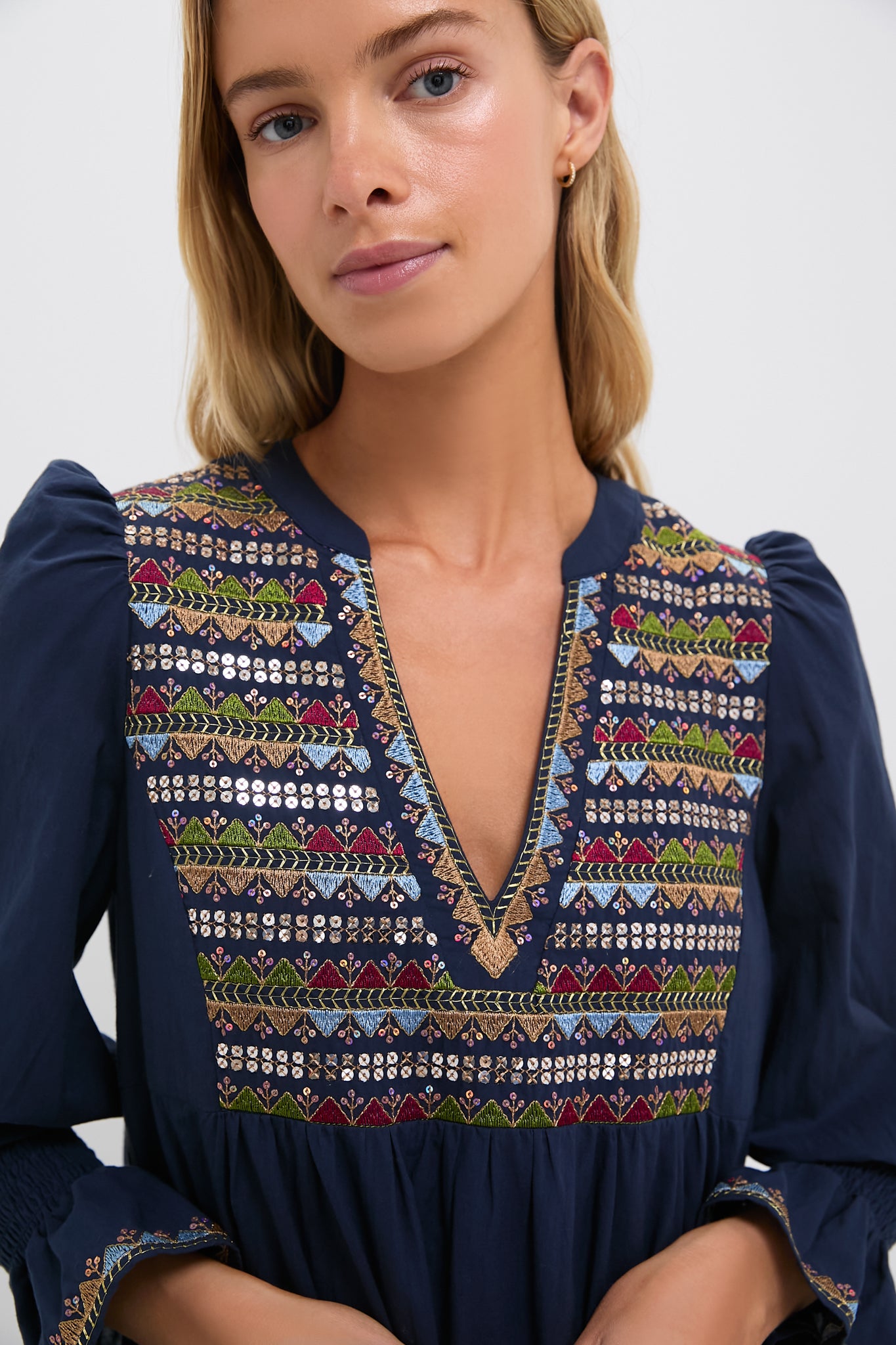 Navy Embroidered Sequin Kenzo Dress-Get Girly