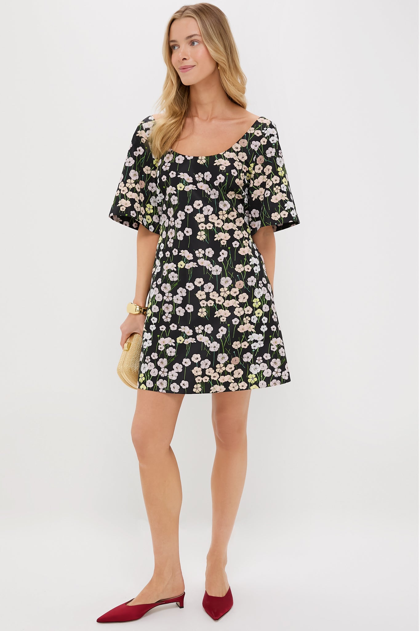 Black Buttercups Short Manou Dress-Get Girly