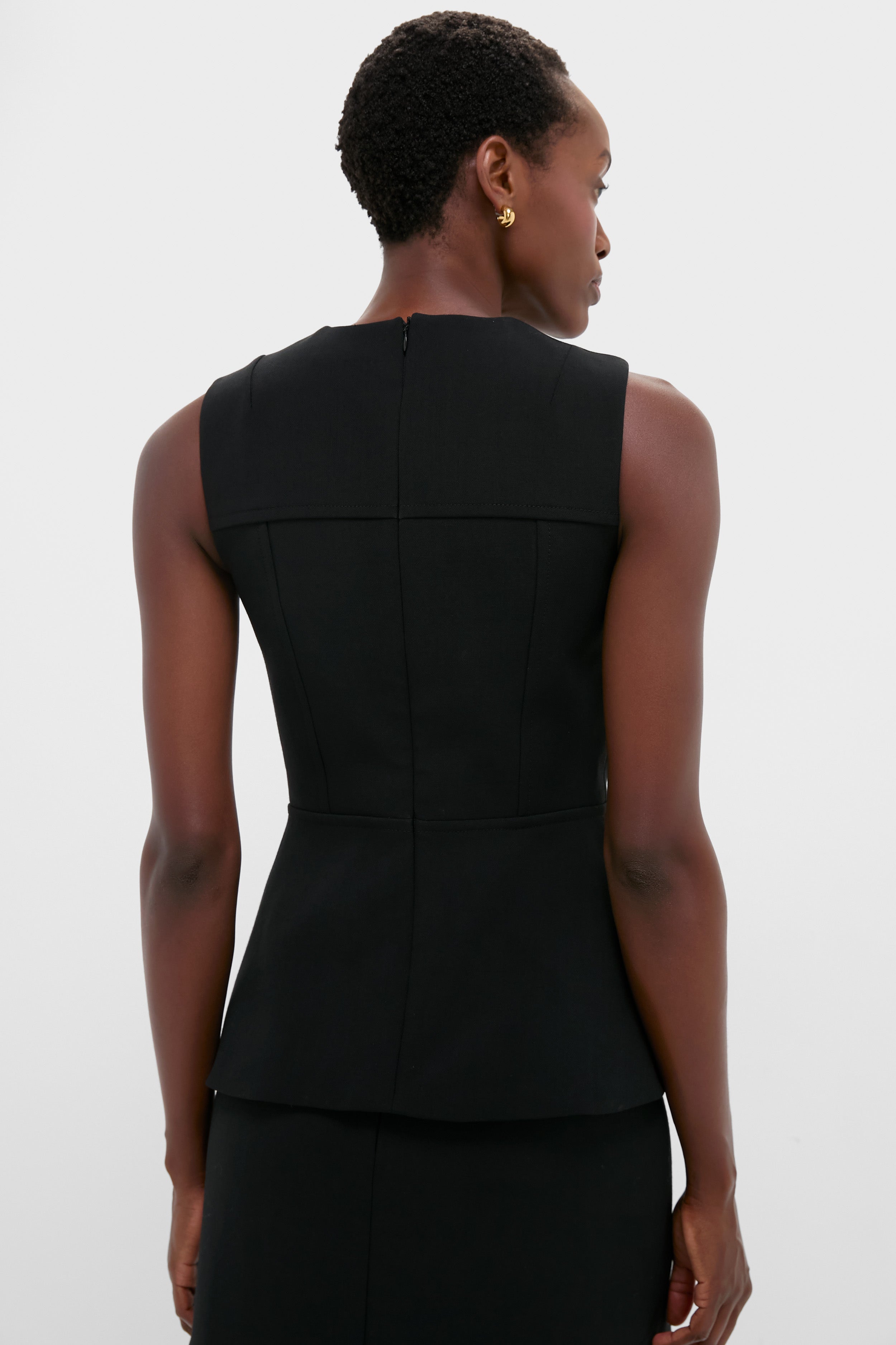 Black Reville Birdseye Suiting Top-Get Girly