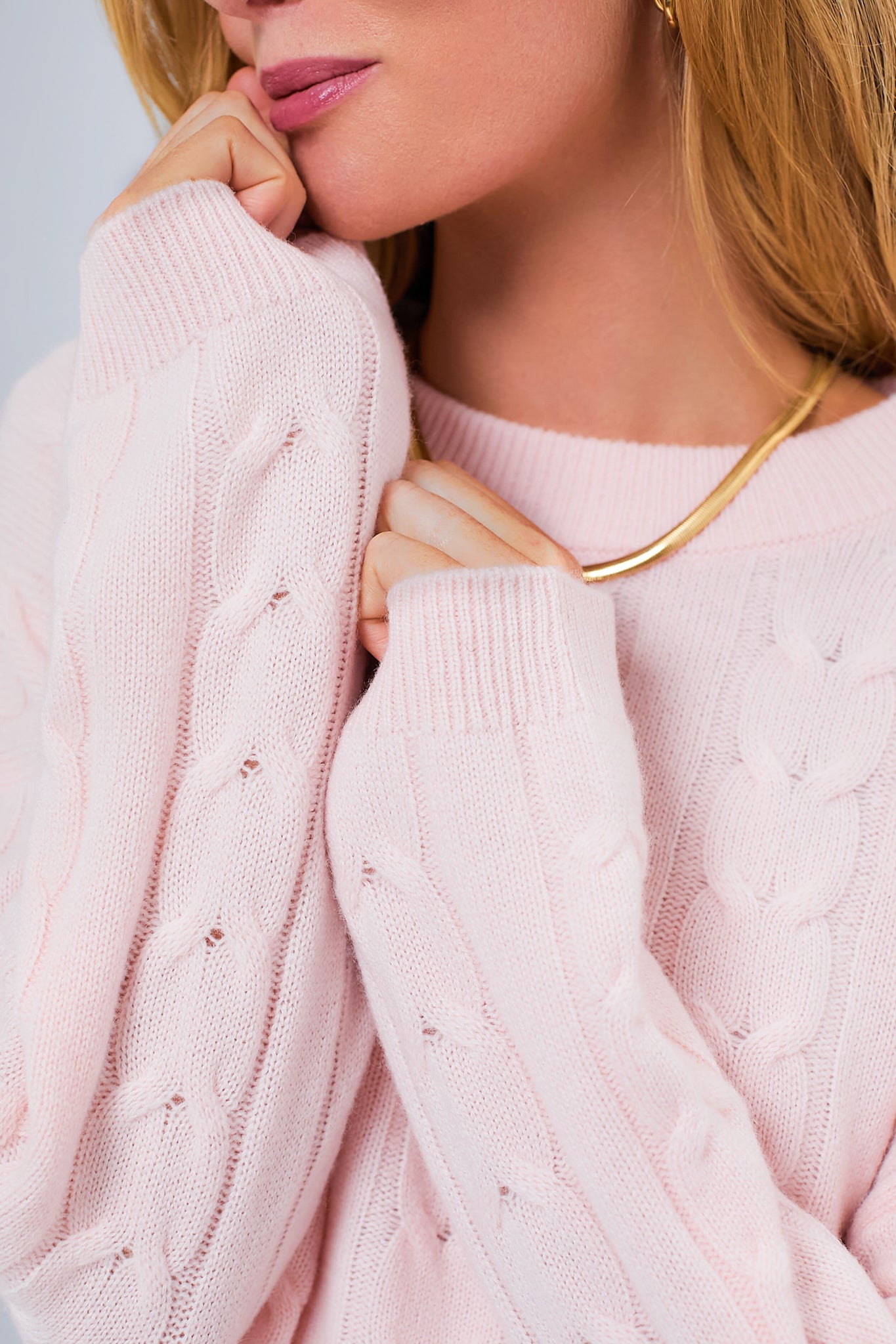 Ballet Slipper Cashmere Eloise Cable Knit Boyfriend Crewneck-Get Girly