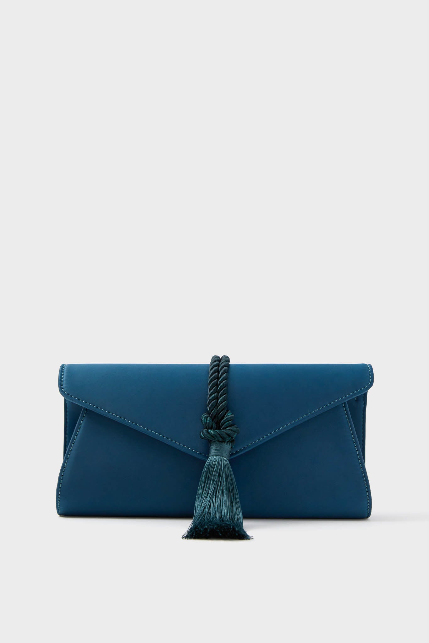 Peacock Blue Satin Gabrielle Clutch-Get Girly