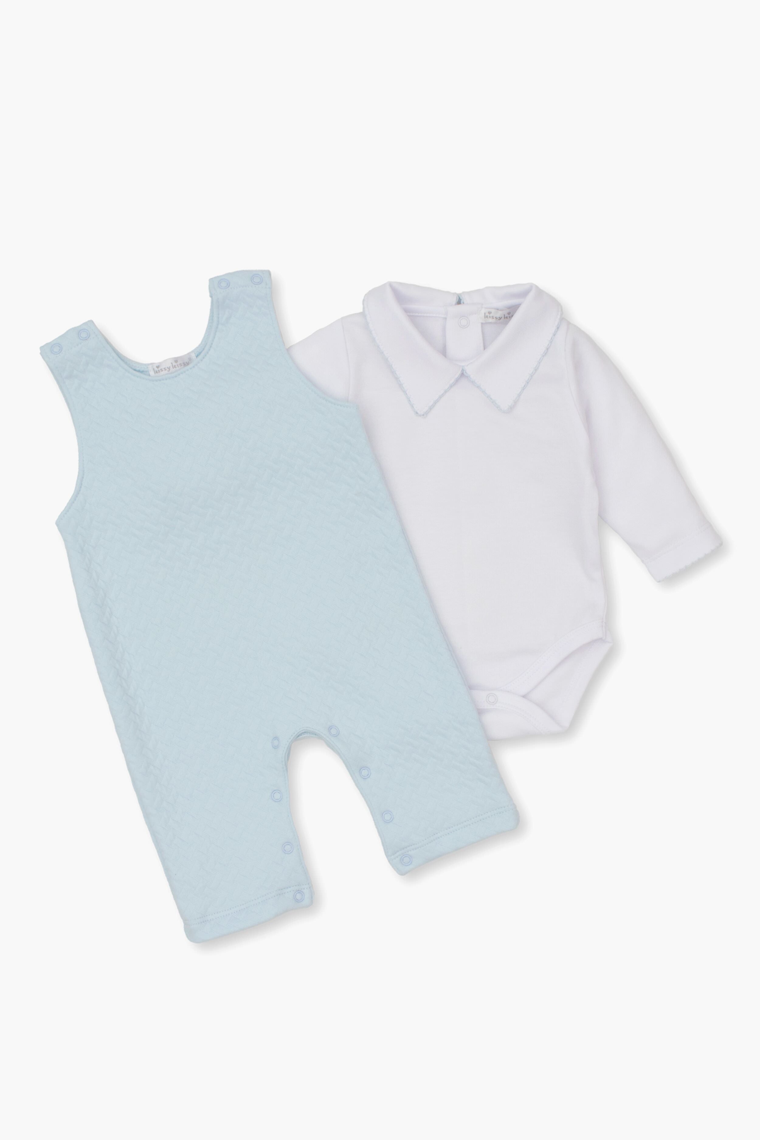 Blue and White Jacquard Overall Set-Get Girly