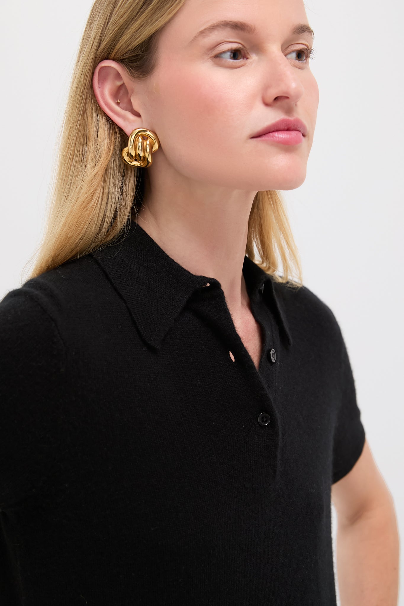 Black Cashmere Short Sleeve Polo-Get Girly