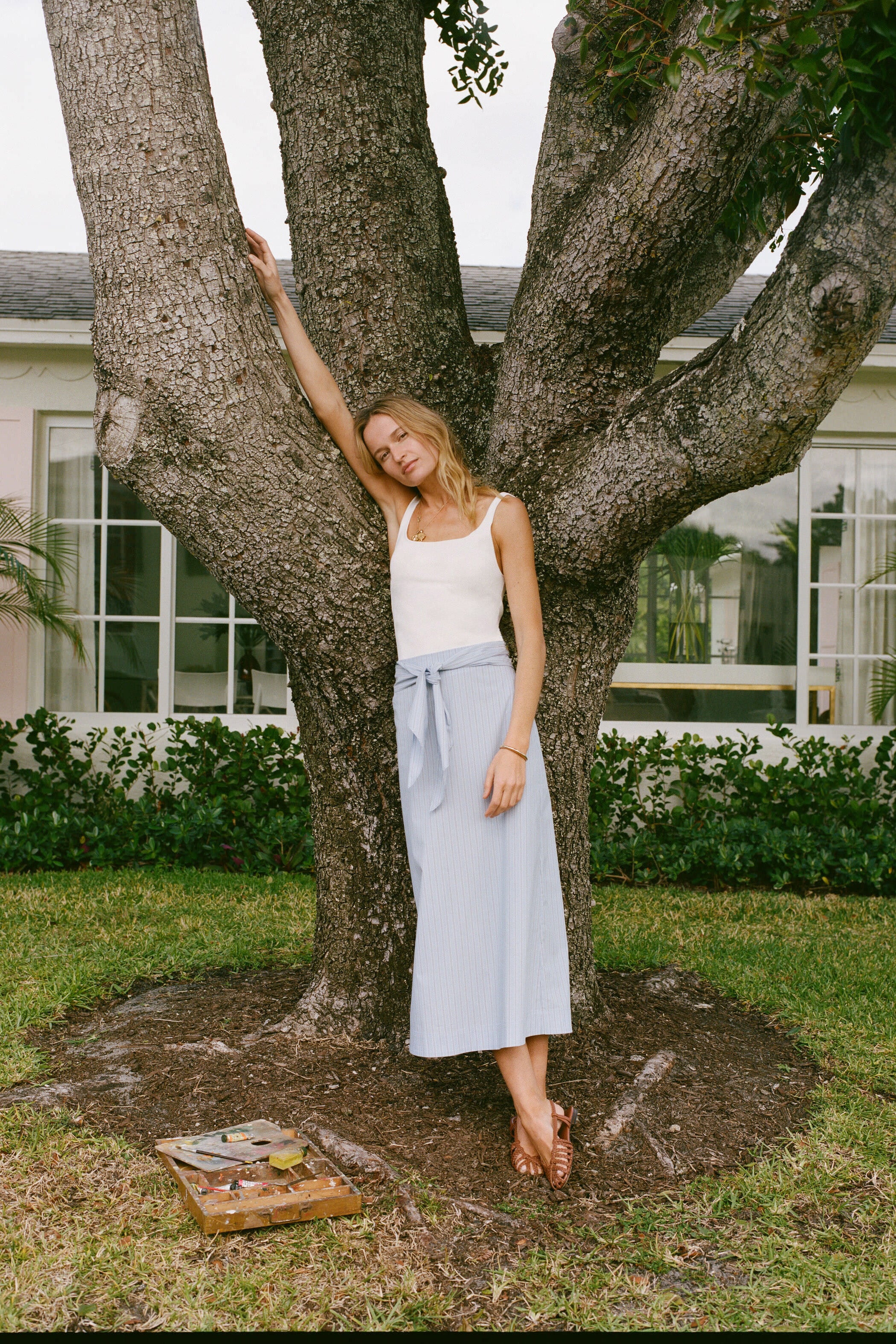 White Alba Compression Tank-Get Girly