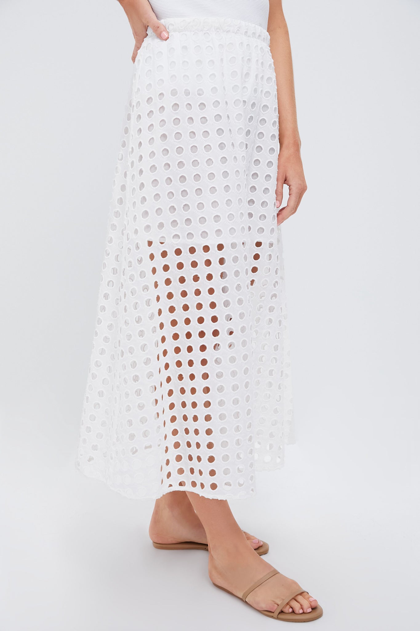 White Cotton Eyelet Eve Skirt-Get Girly