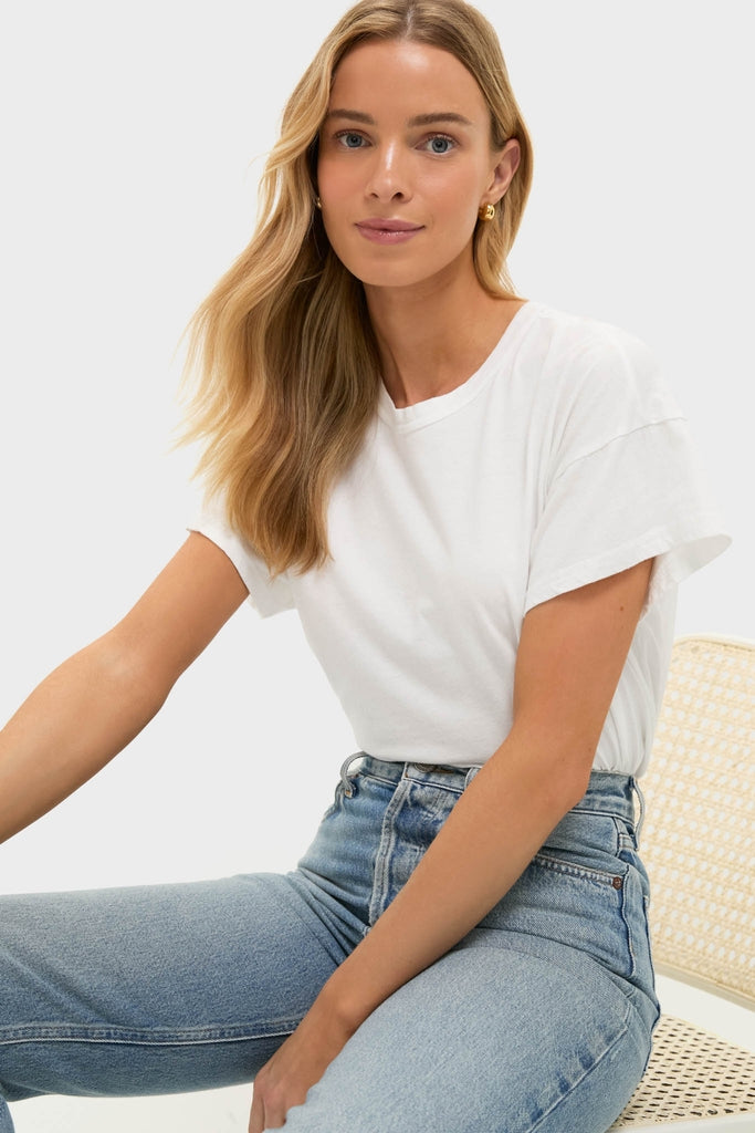 White Presley Boyfriend Tee-Get Girly