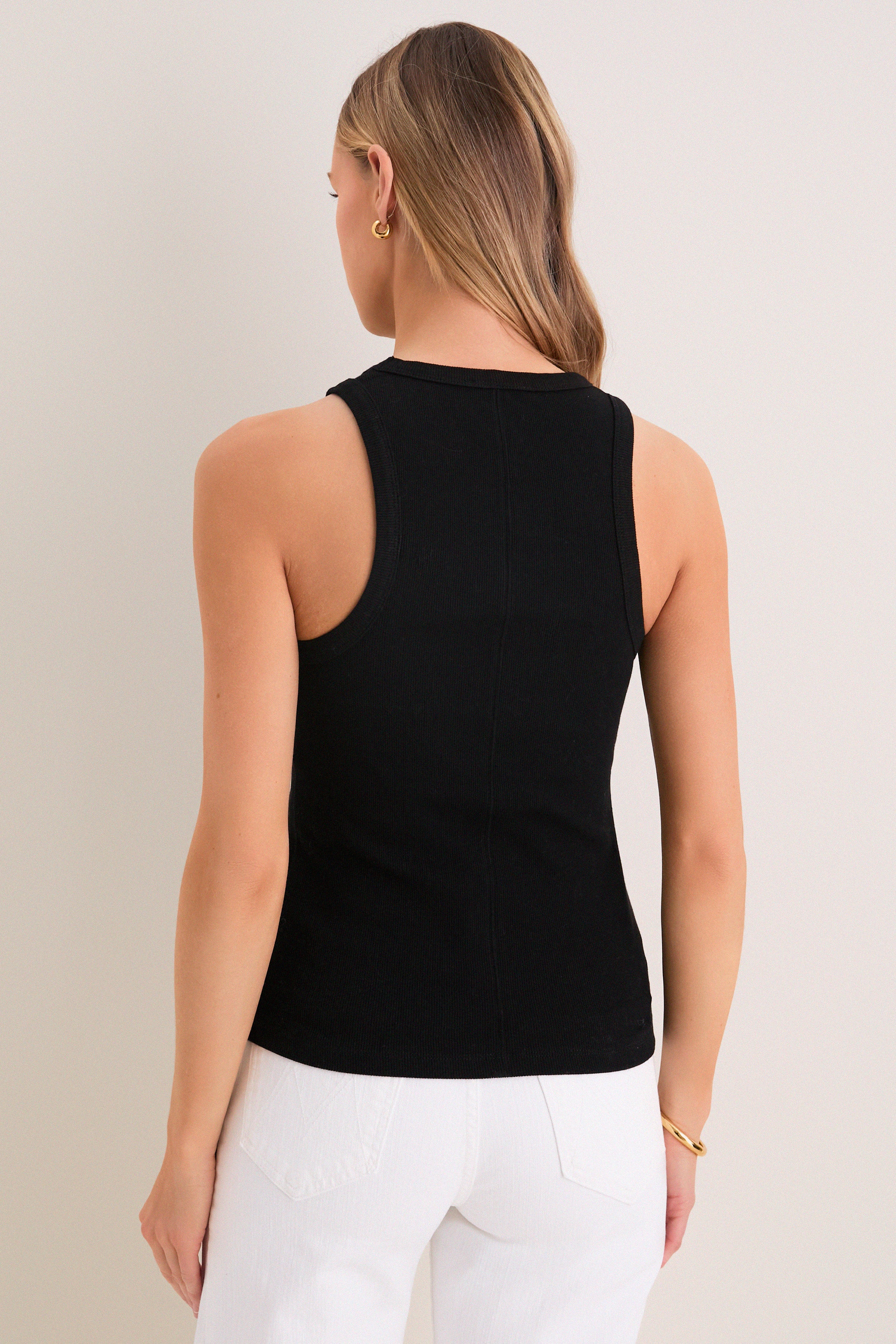 Black Foley Rib Racerback Tank-Get Girly