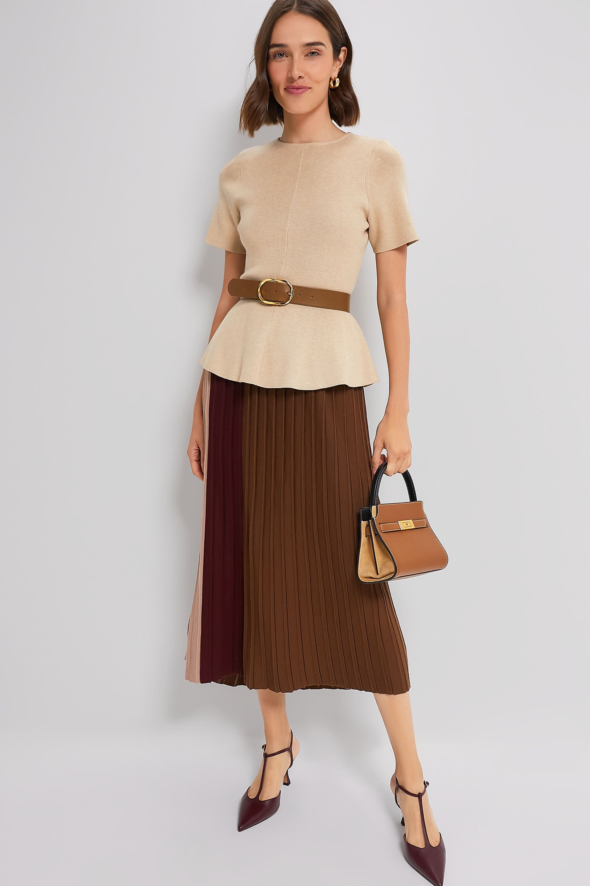 Tiger's Eye Lee Radziwill Pebbled Petite Double Bag-Get Girly