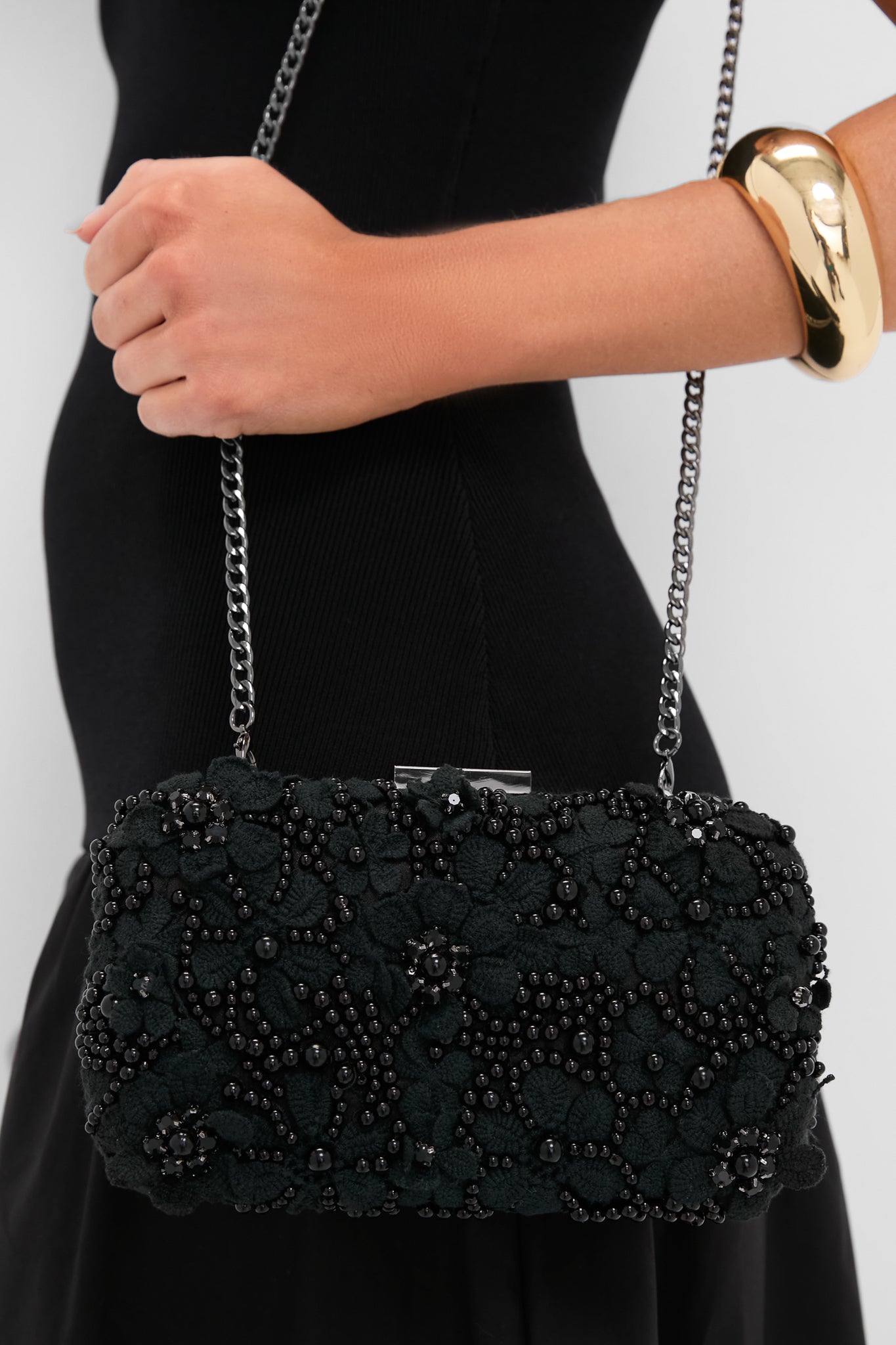 Black Beth Encrusted Clutch-Get Girly
