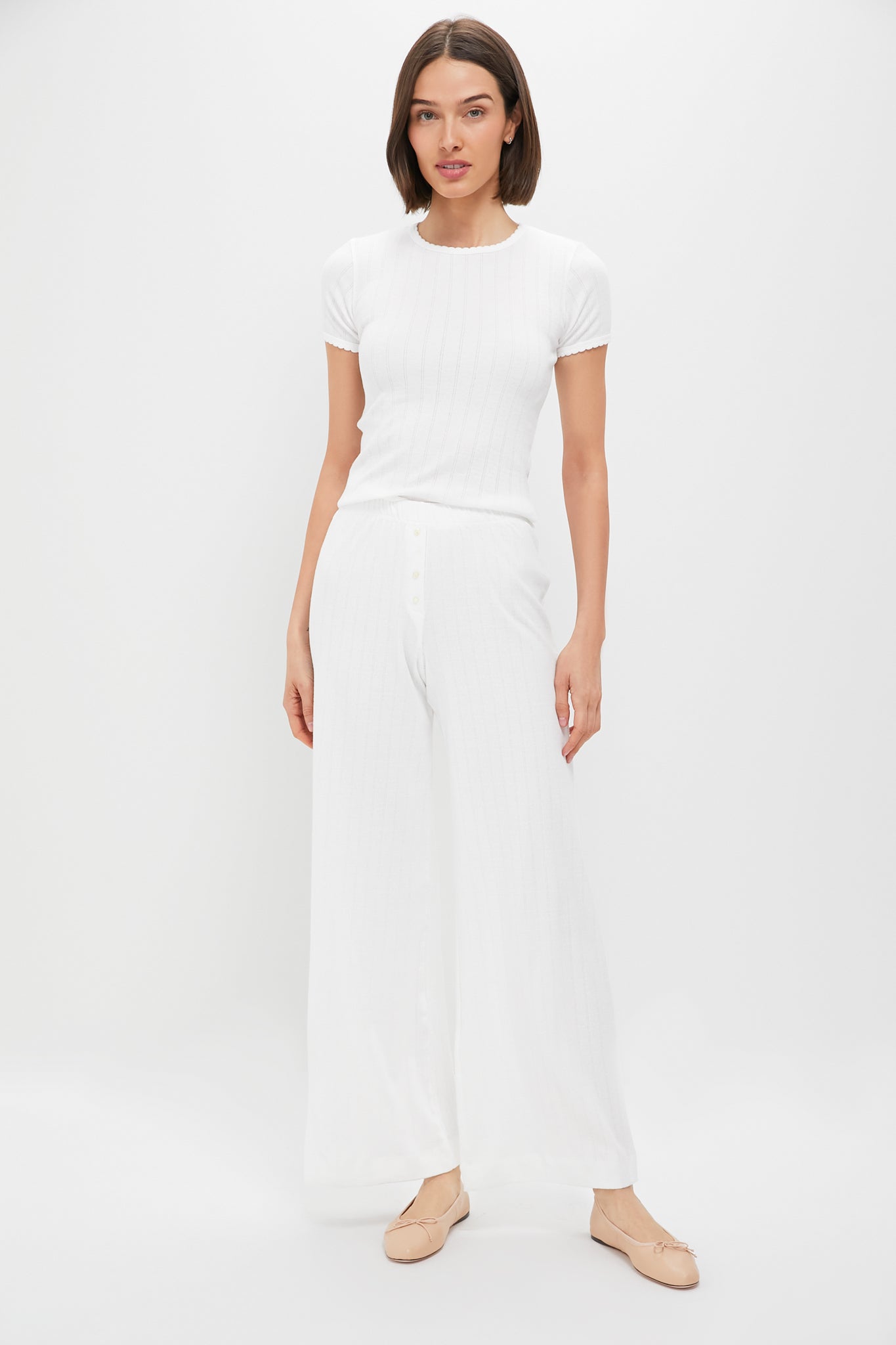 White Pointelle Boxer Pants-Get Girly