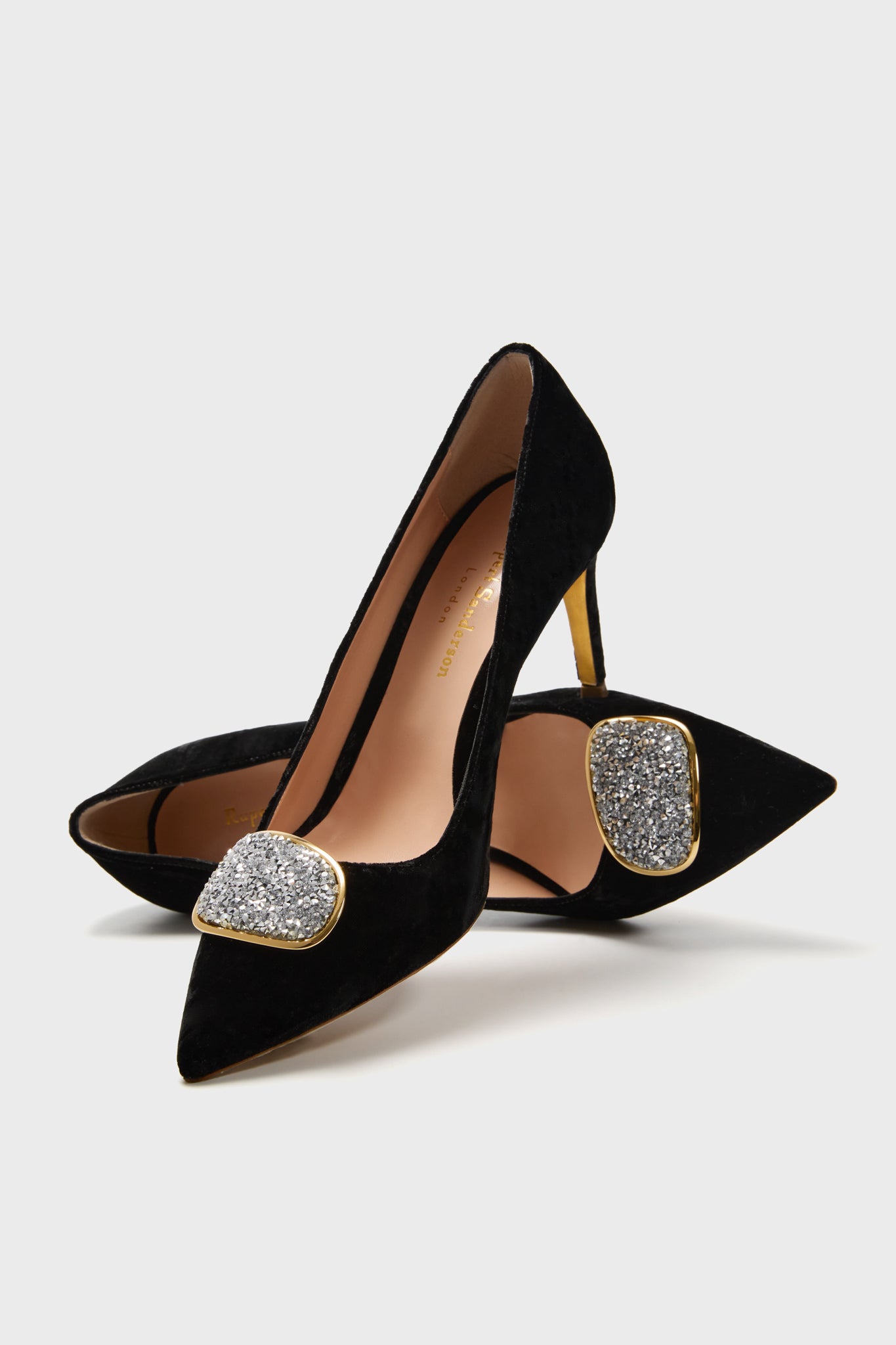 Black Crushed Velvet New Nada Heels-Get Girly