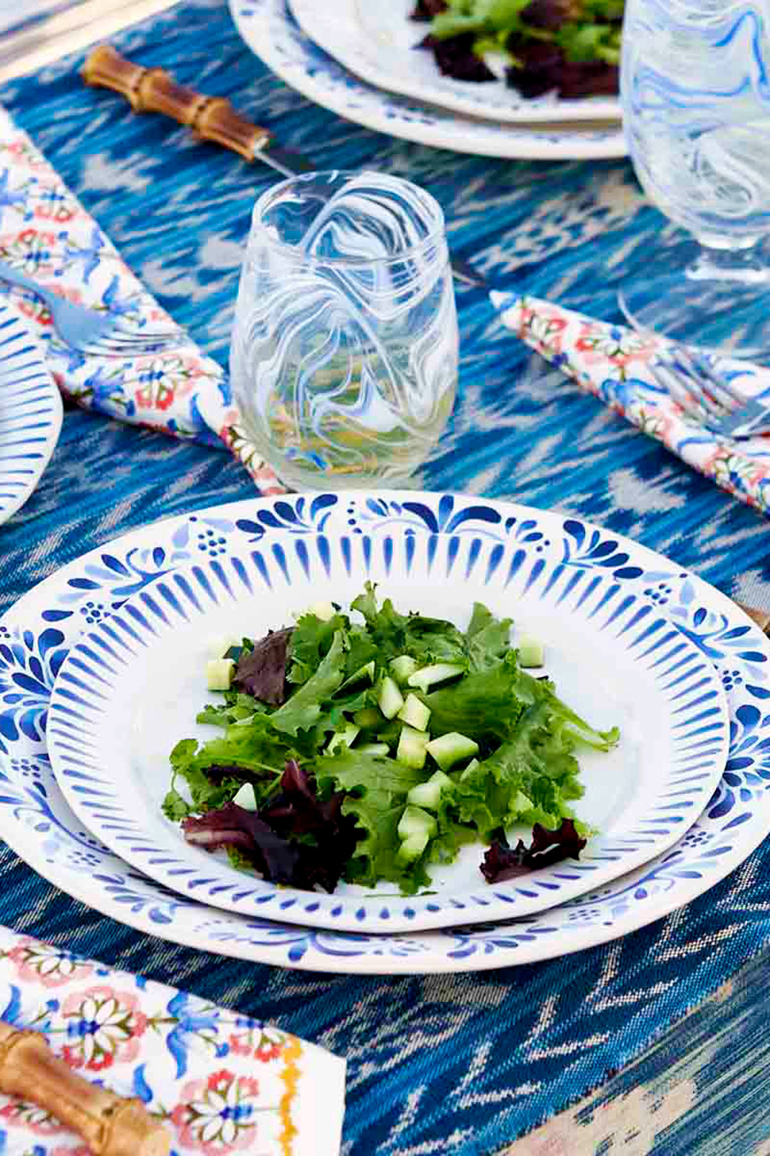 Delft Blue Sitio Stripe Salad Plate-Get Girly