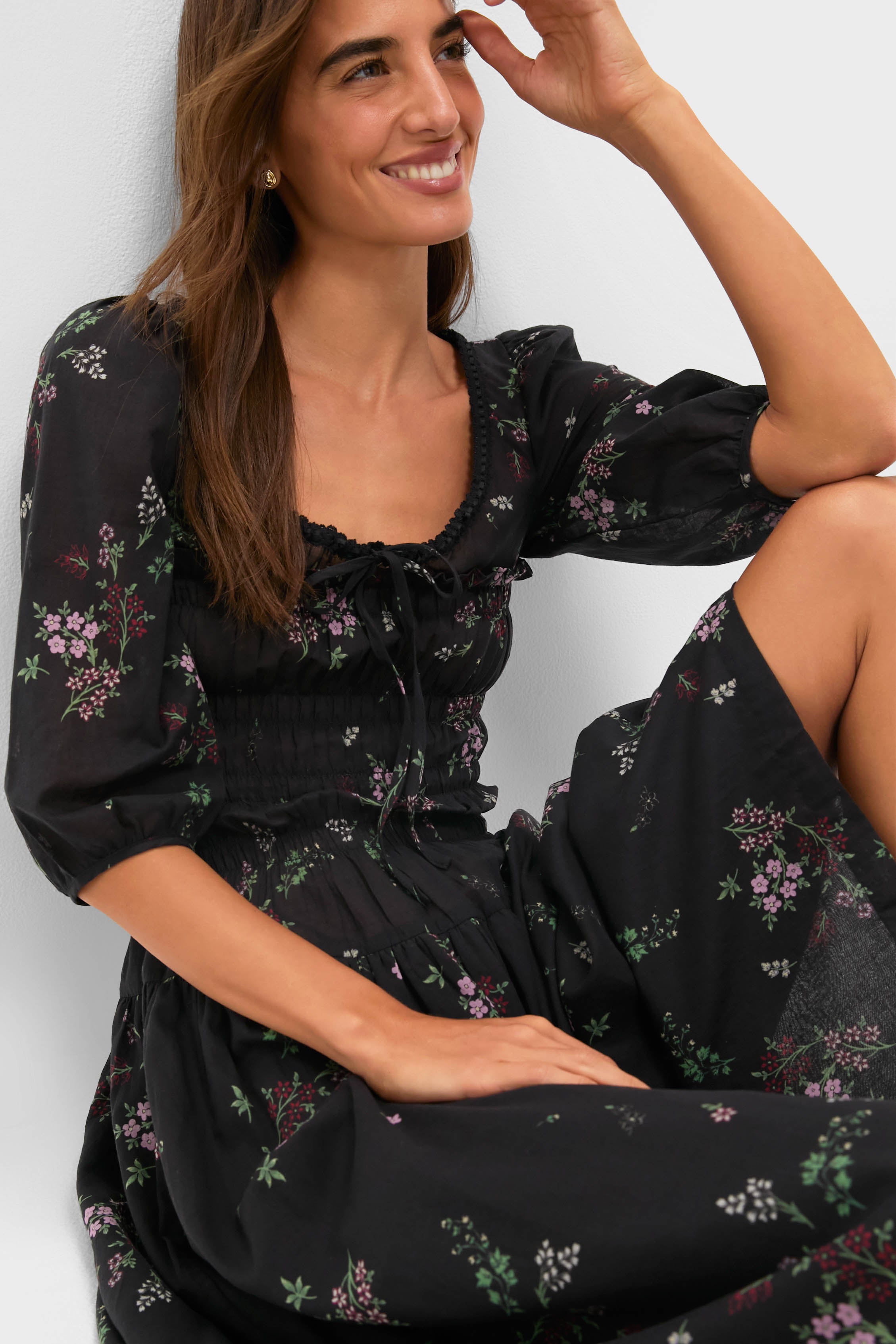 Wildflower Print Andrine Midi Dress-Get Girly