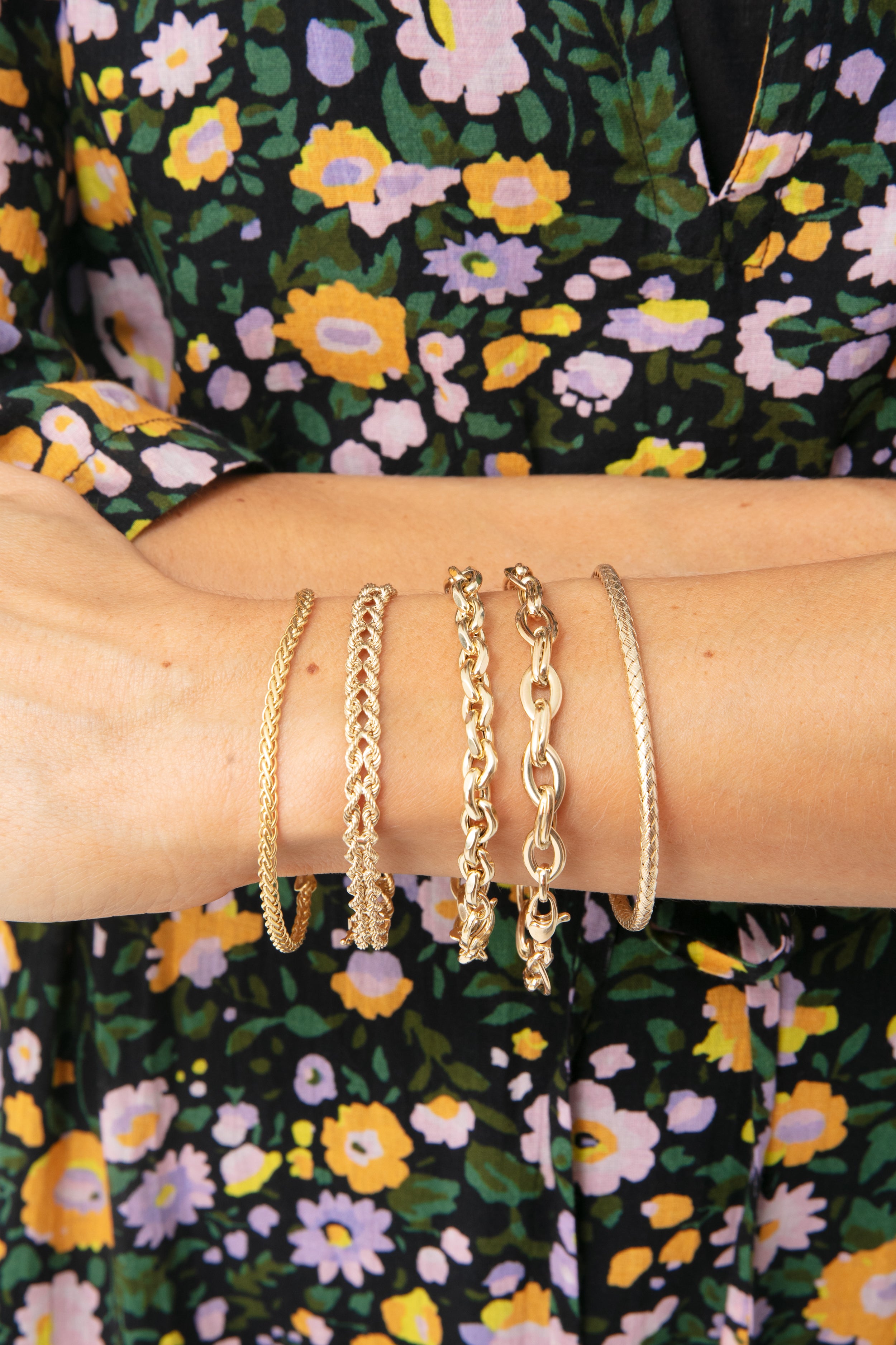 14k Gold Fancy Weave Bangle-Get Girly