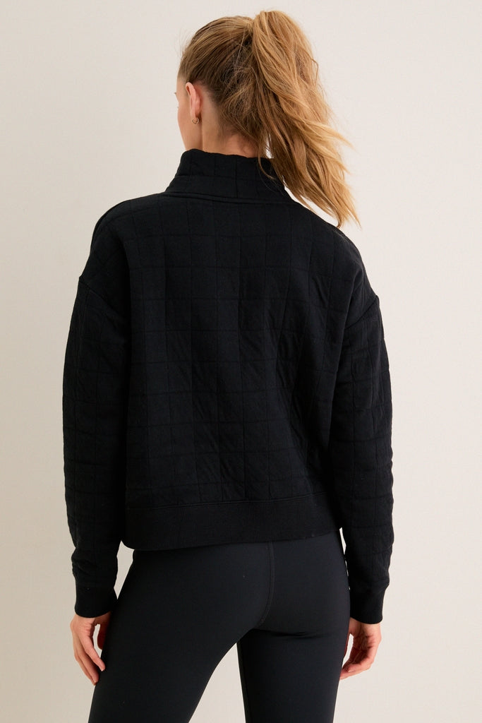 Black Quilted Wright Funnel Neck-Get Girly
