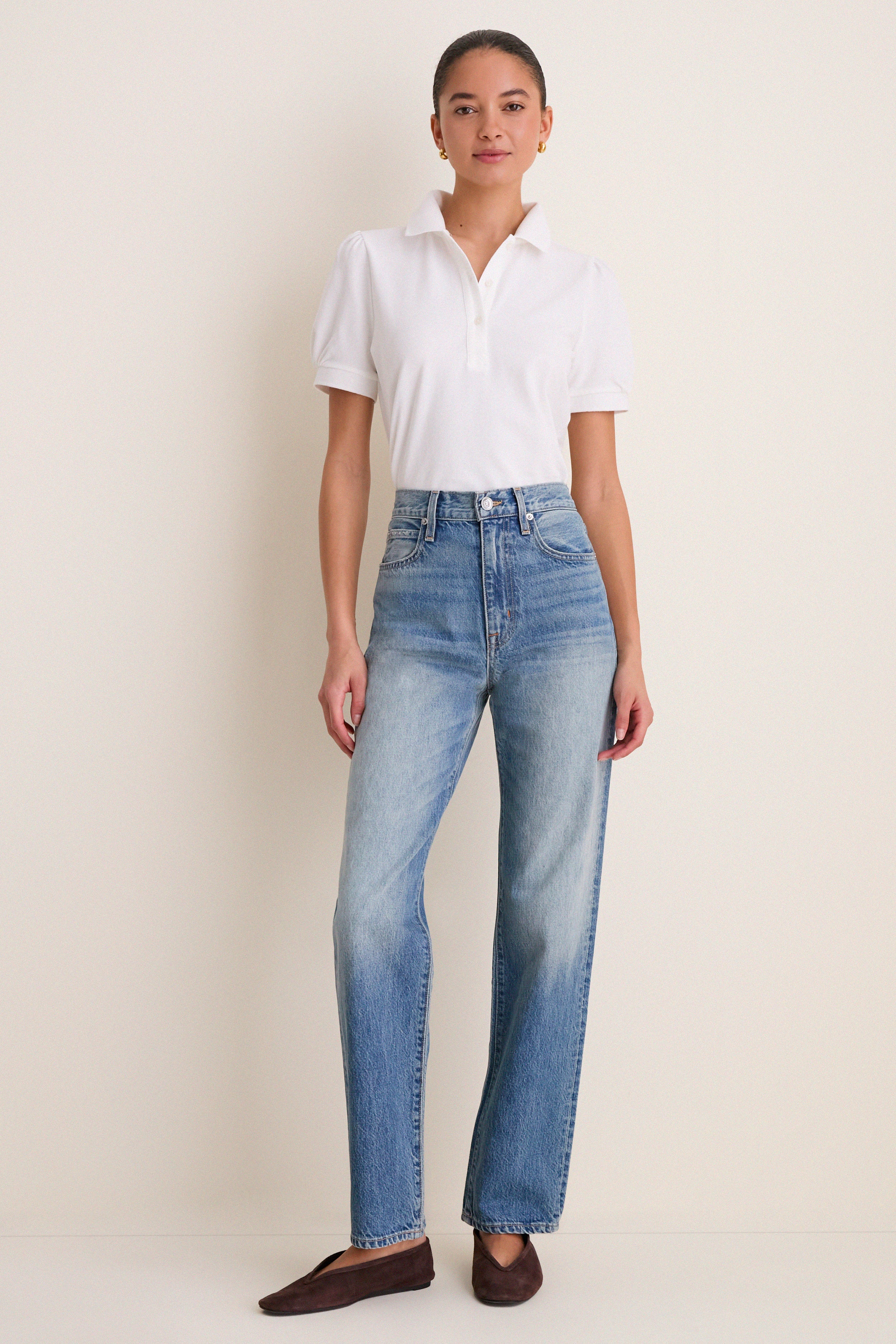 White Pique Puff Sleeve Peggy Polo-Get Girly