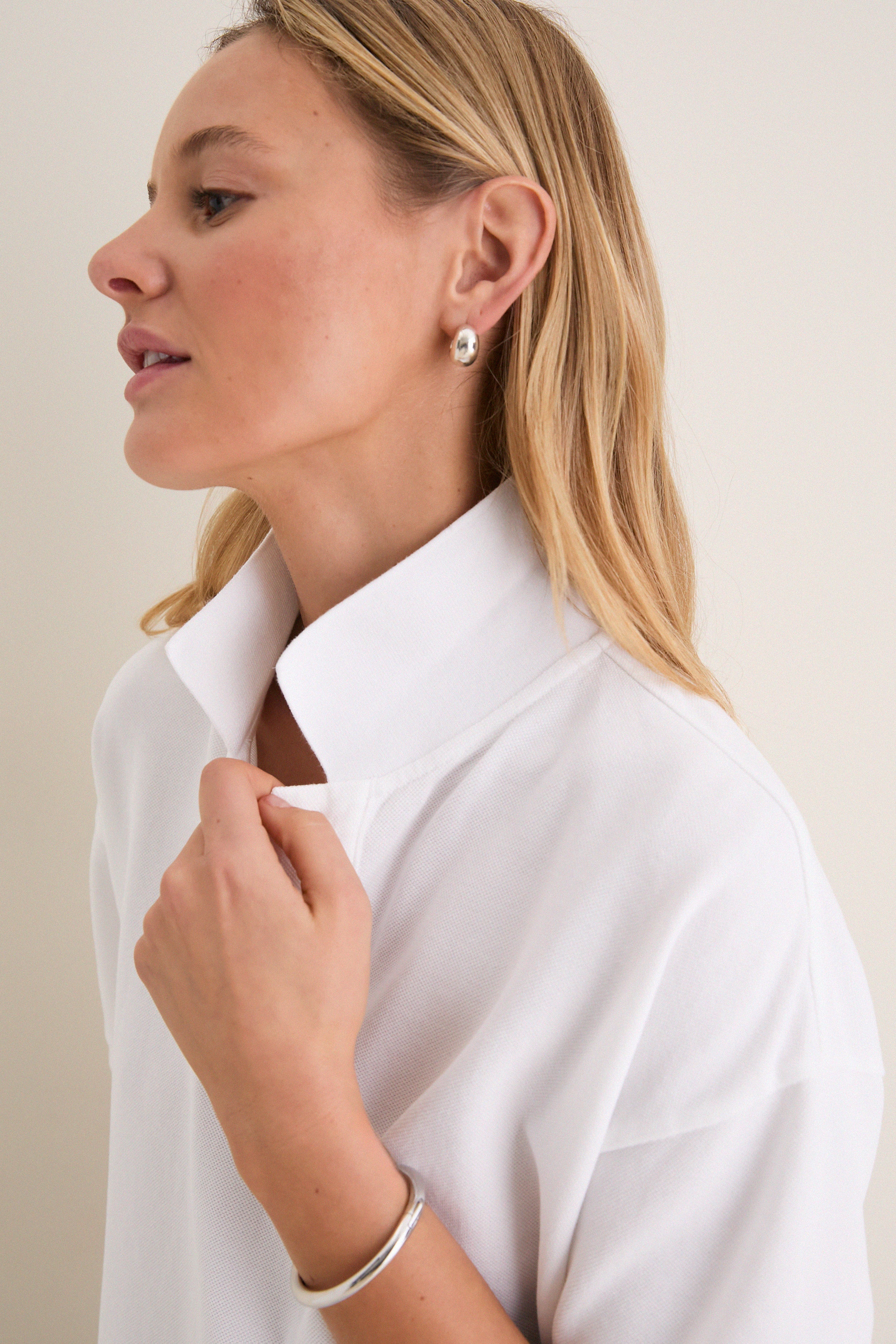 White Pique Holmes Boyfriend Polo-Get Girly