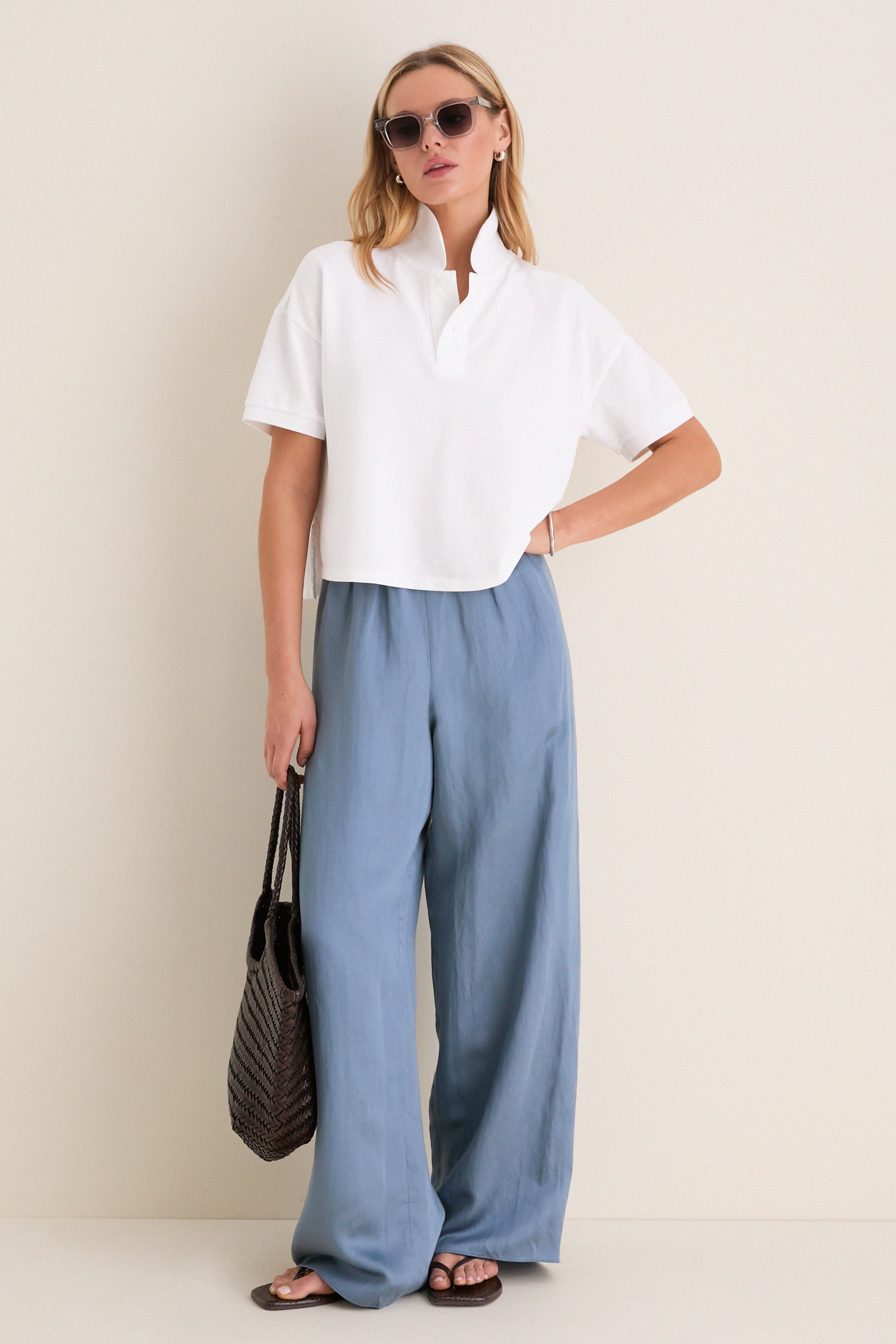 White Pique Holmes Boyfriend Polo-Get Girly