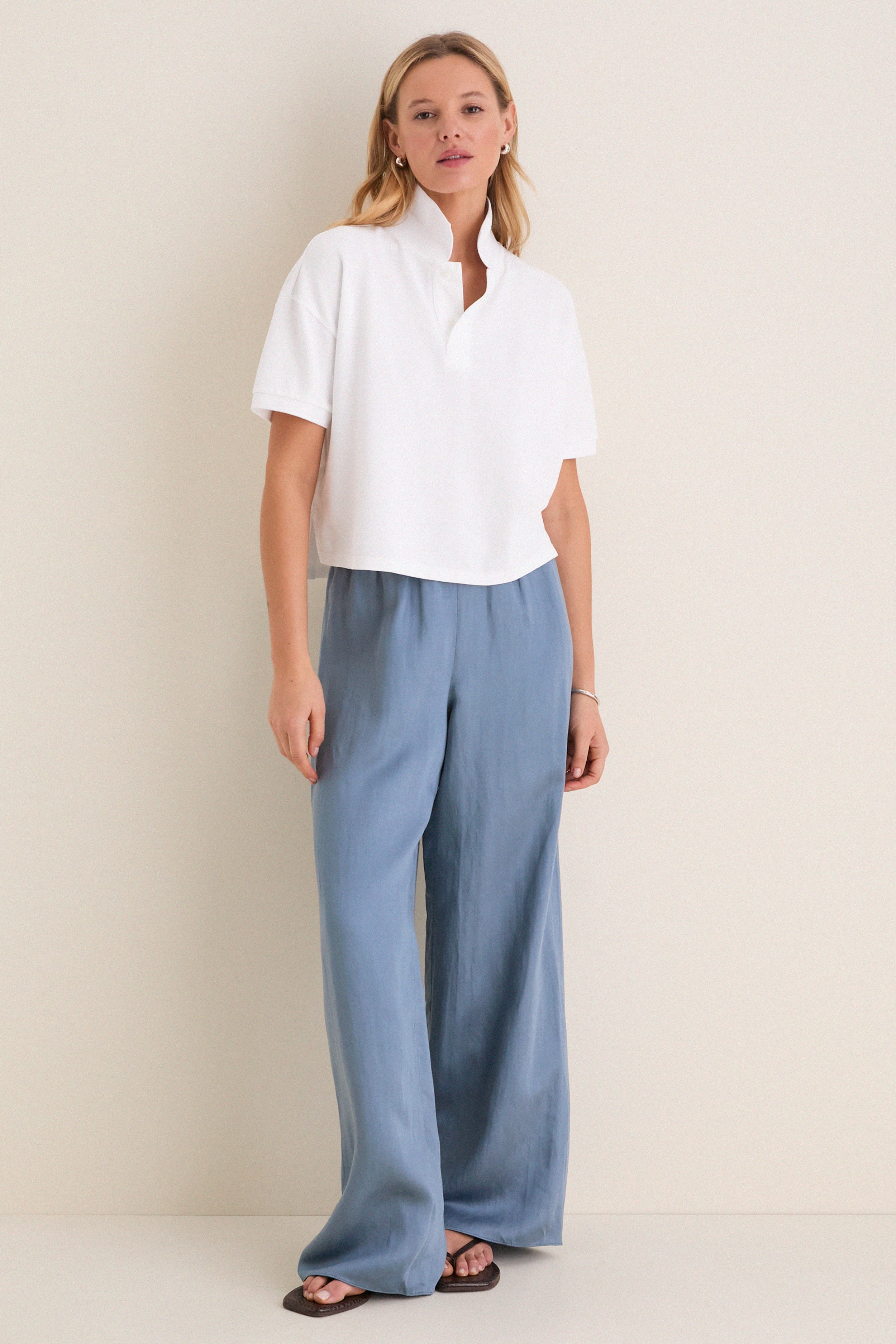 White Pique Holmes Boyfriend Polo-Get Girly