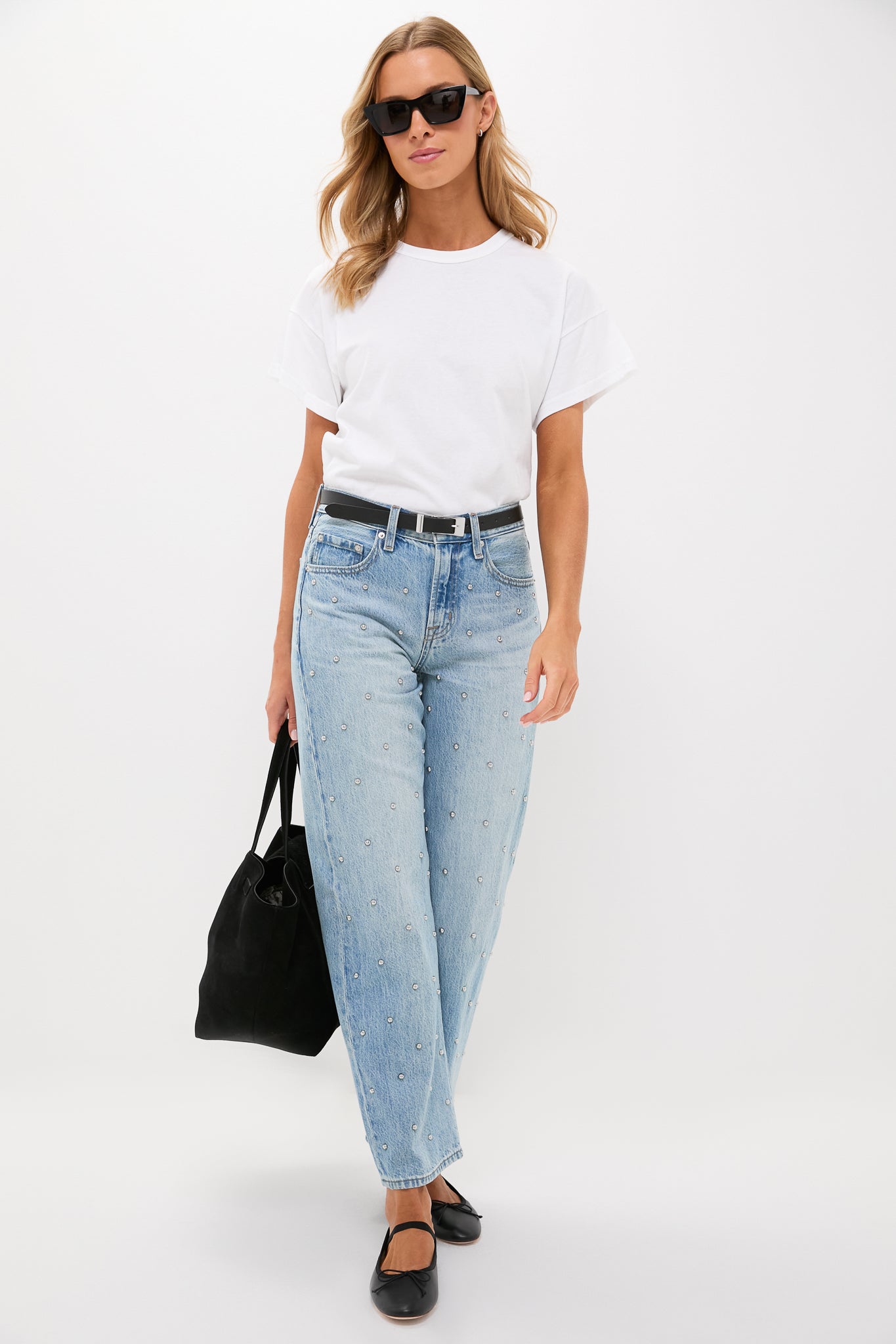 Aries Studded Lexi Mid Rise Bowed Straight-Get Girly