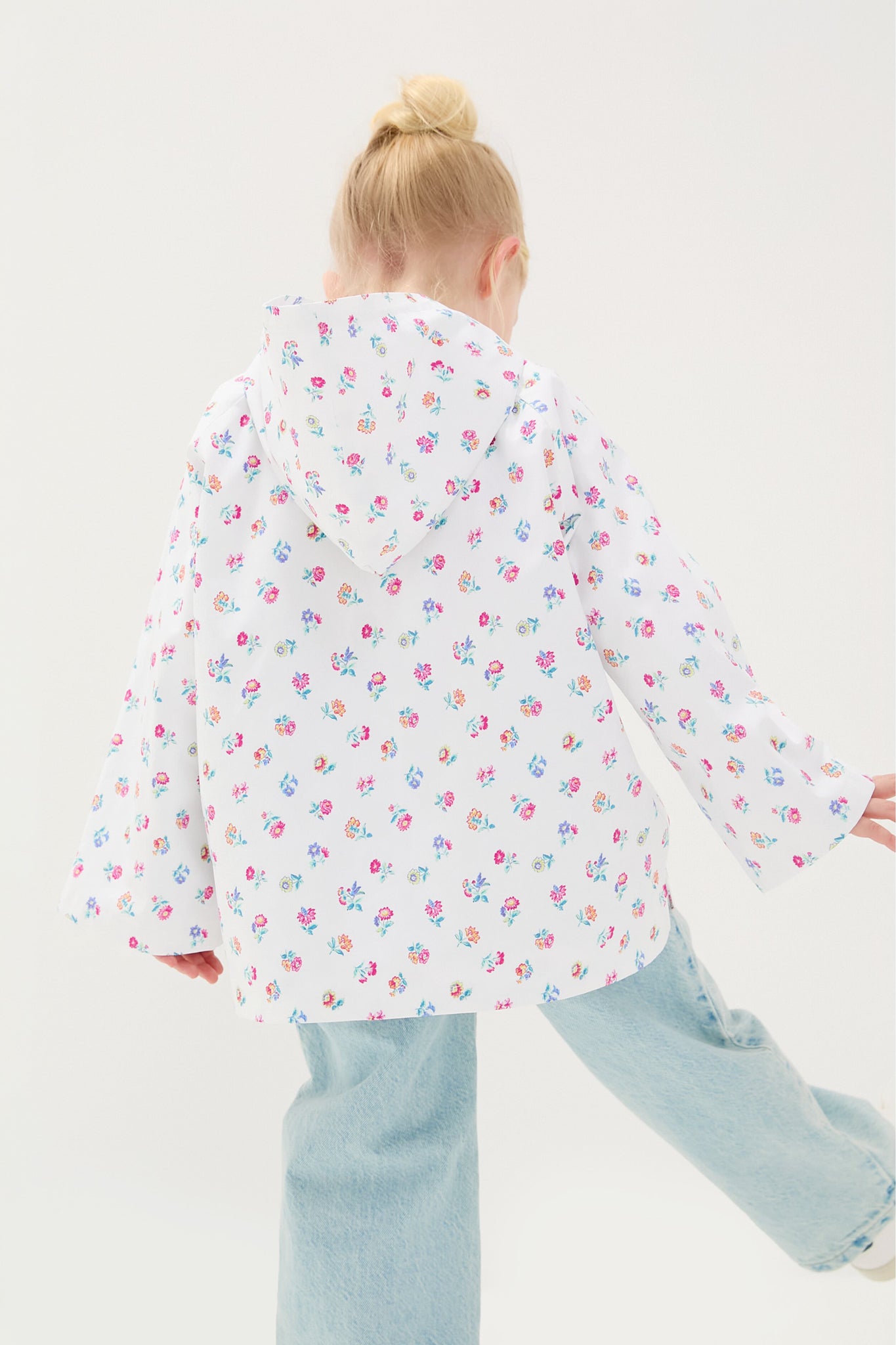 White Felicita Flowers Felvet Raincoat-Get Girly