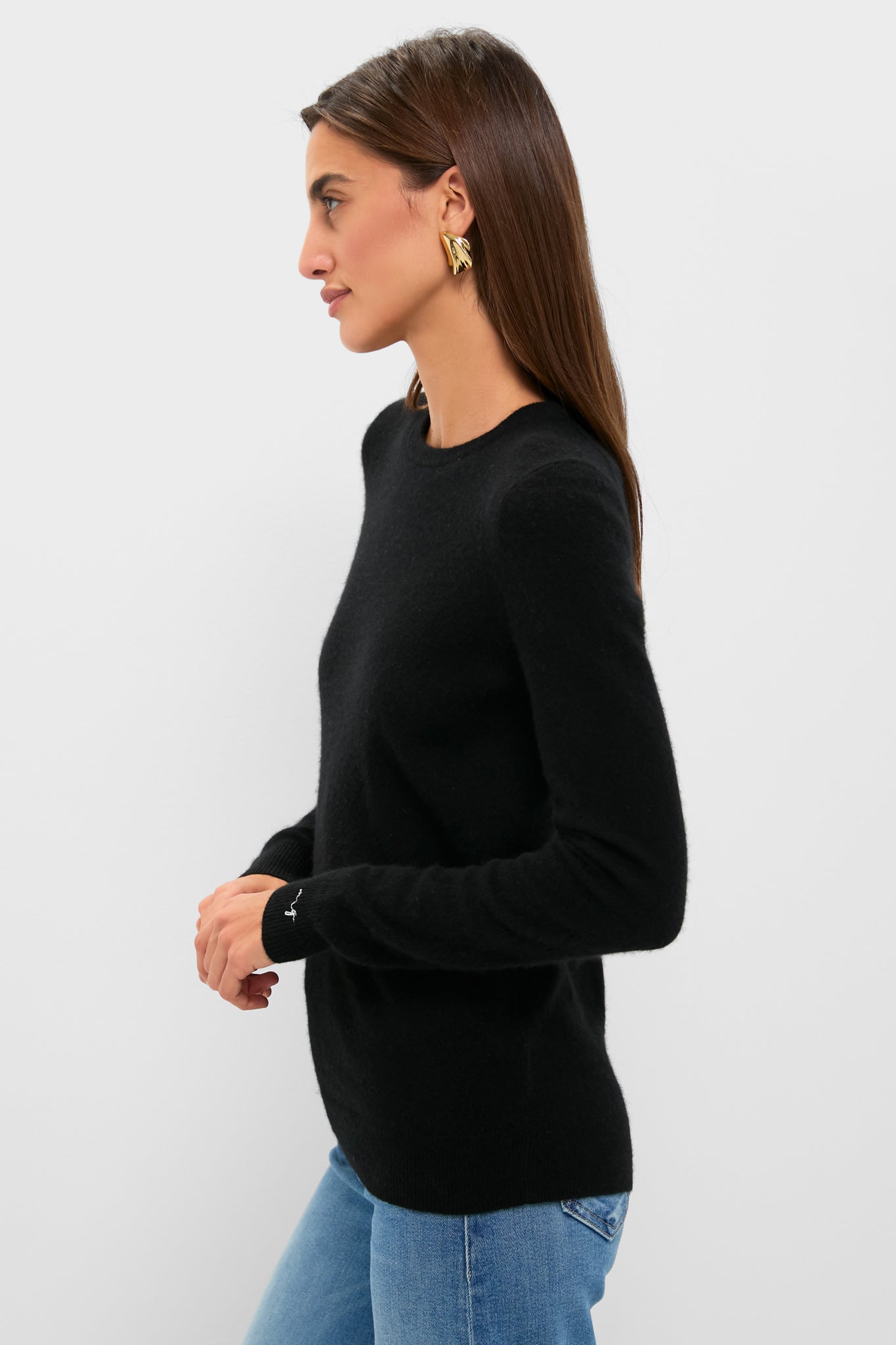 Black Cashmere Crewneck Sweater-Get Girly