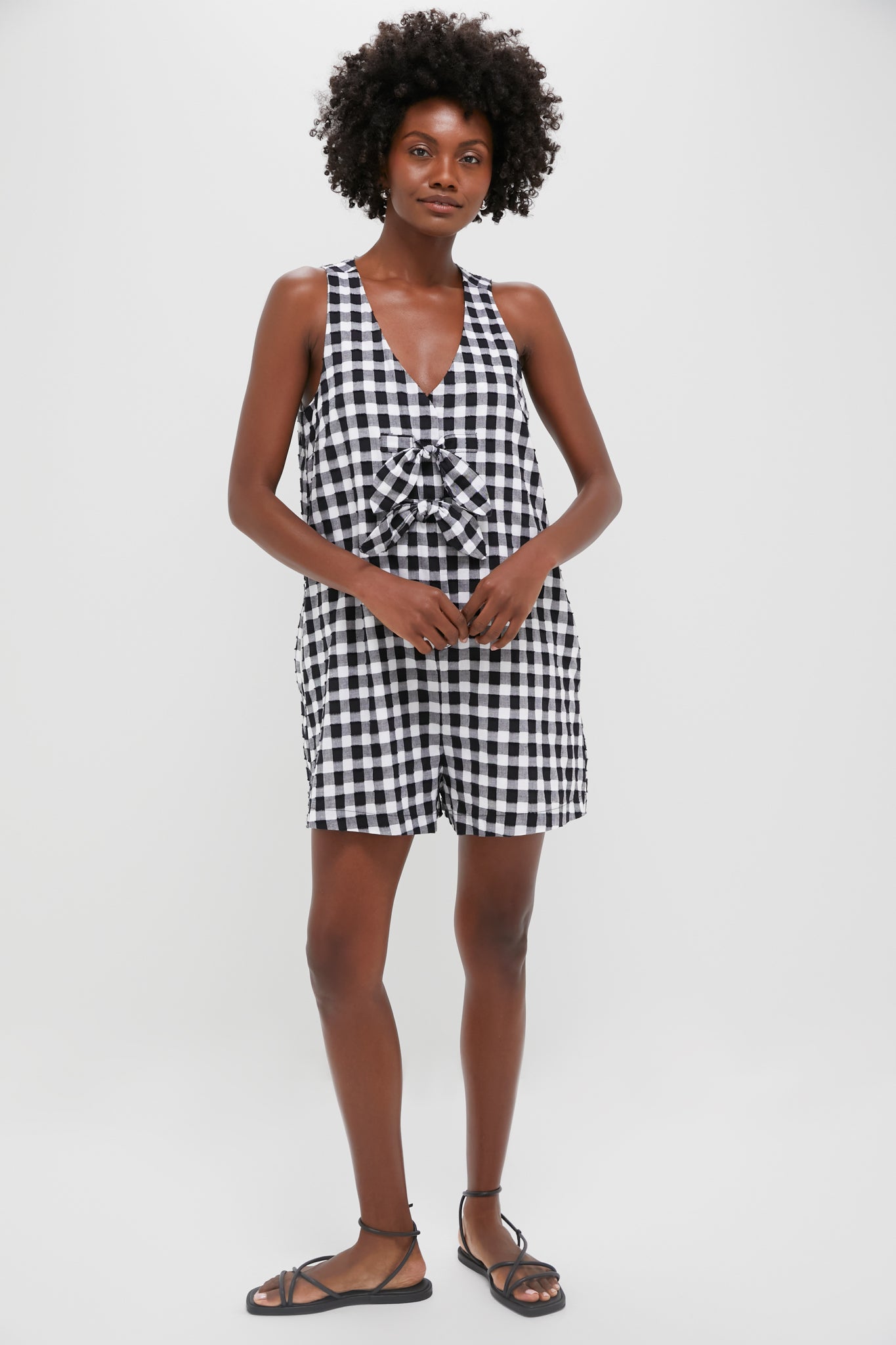 Black Gingham Myla Romper-Get Girly