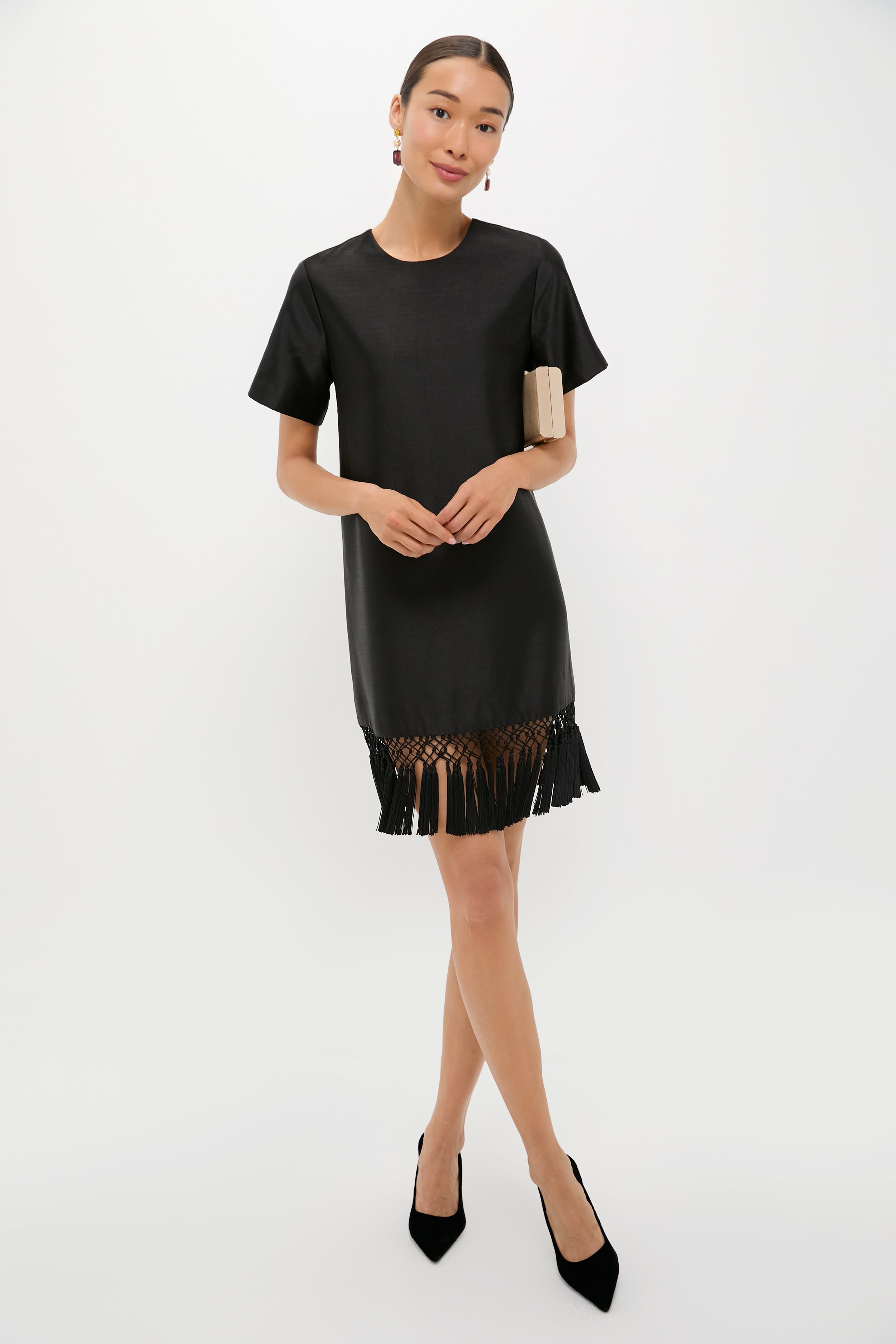 Black Dupioni Tassel Downing Dress-Get Girly