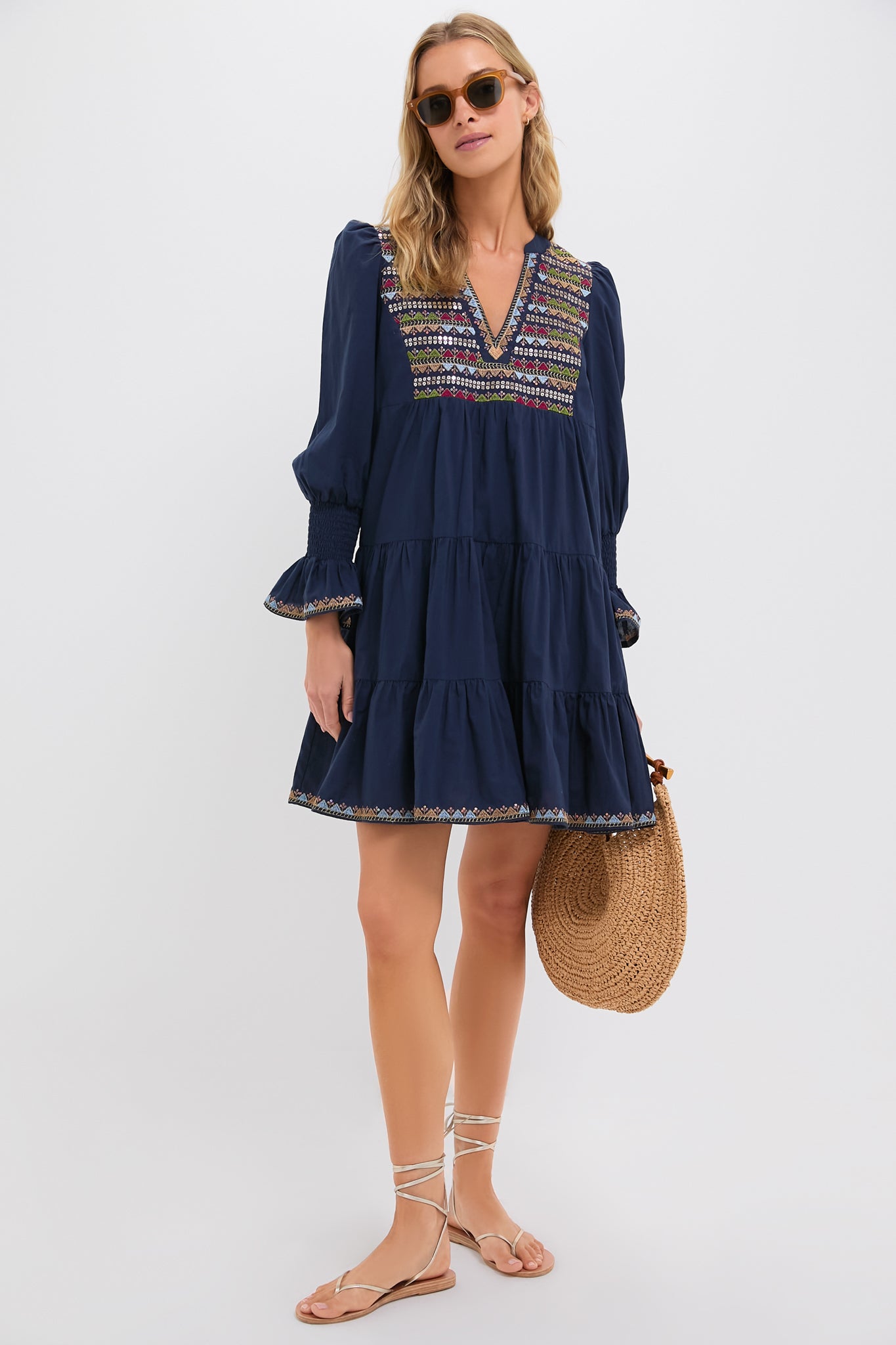 Navy Embroidered Sequin Kenzo Dress-Get Girly