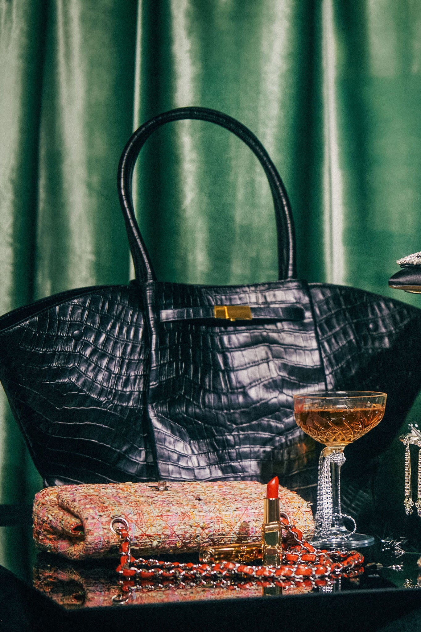 Black Croc New York Bag-Get Girly