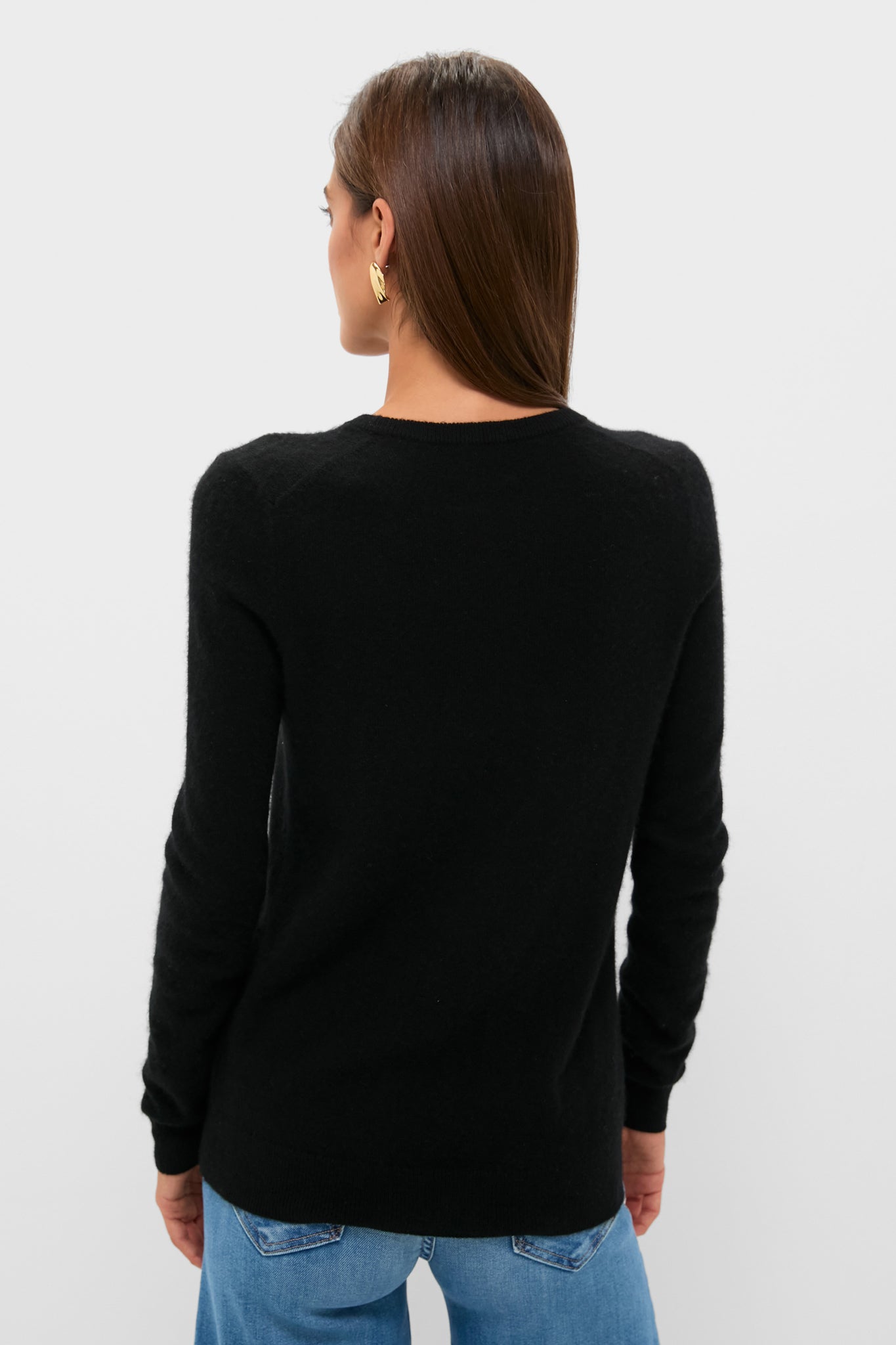 Black Cashmere Crewneck Sweater-Get Girly