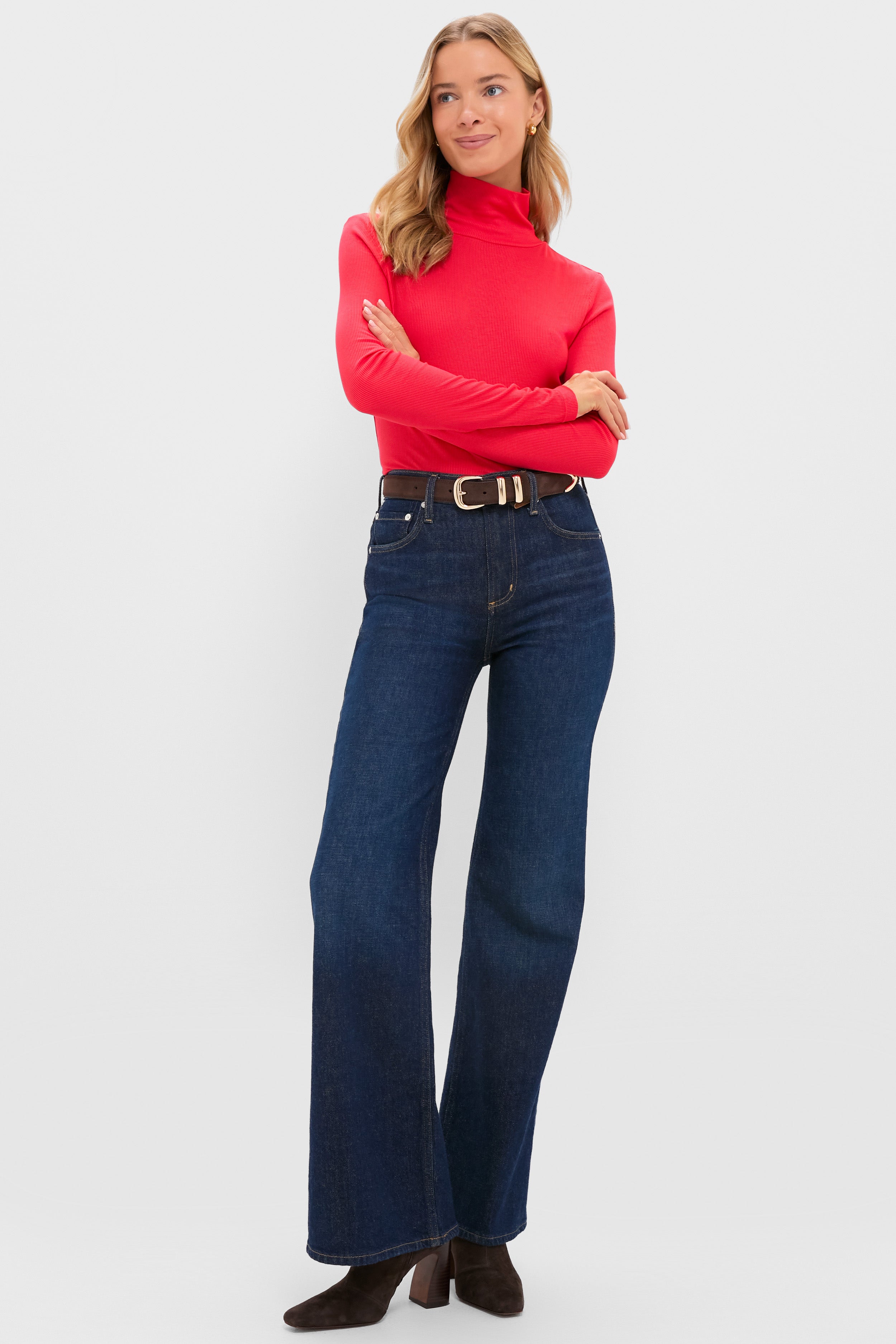 Red Lightweight Ribbed Topanga Turtleneck-Get Girly