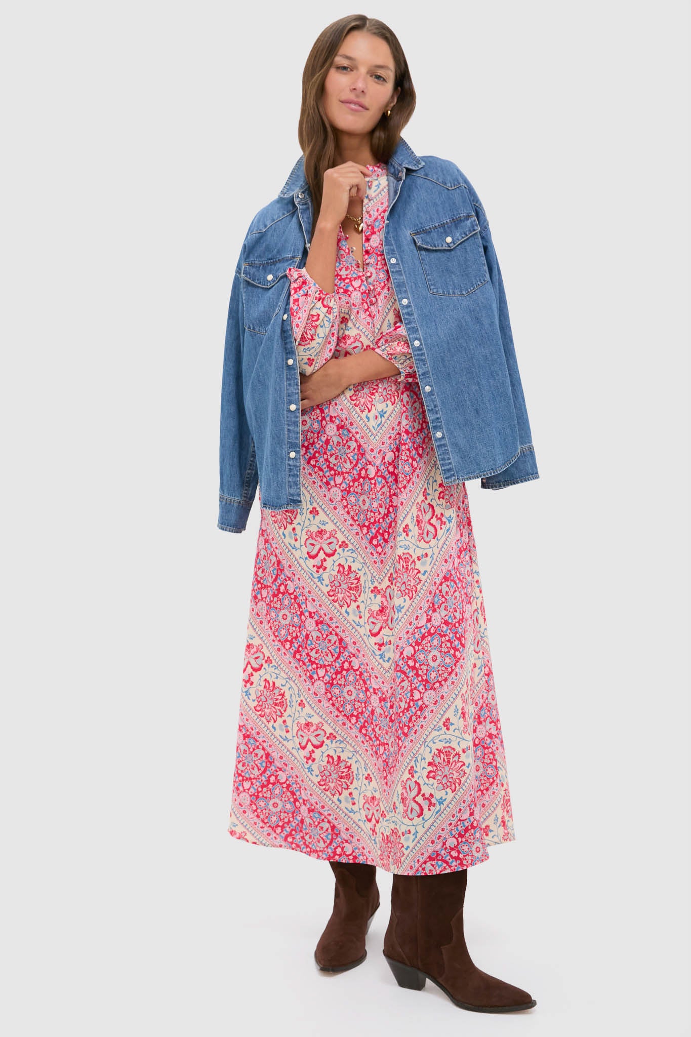 Cerise Chevron Maryse Caftan-Get Girly