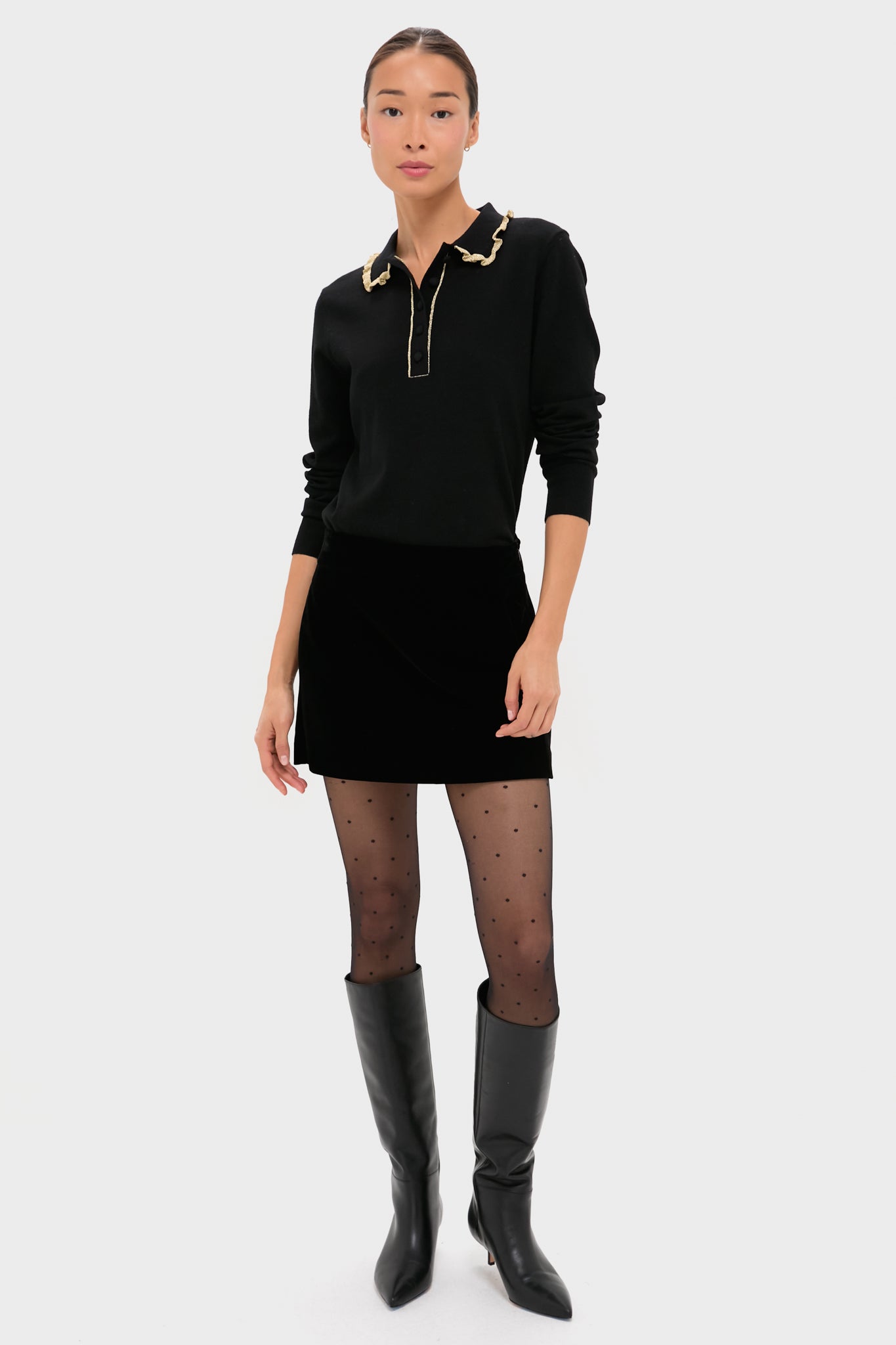 Black Annalane Collared Sweater-Get Girly