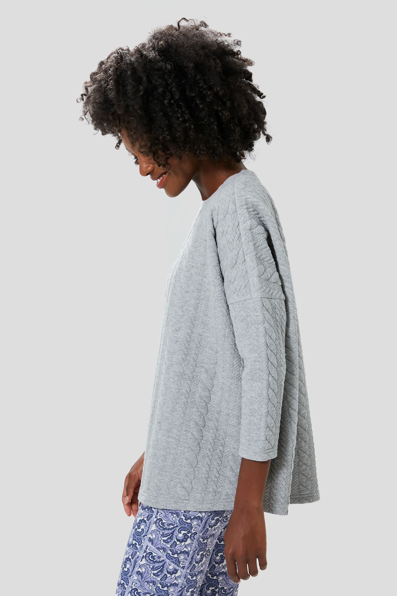 Gray Cable Ally Swing Sweatshirt-Get Girly