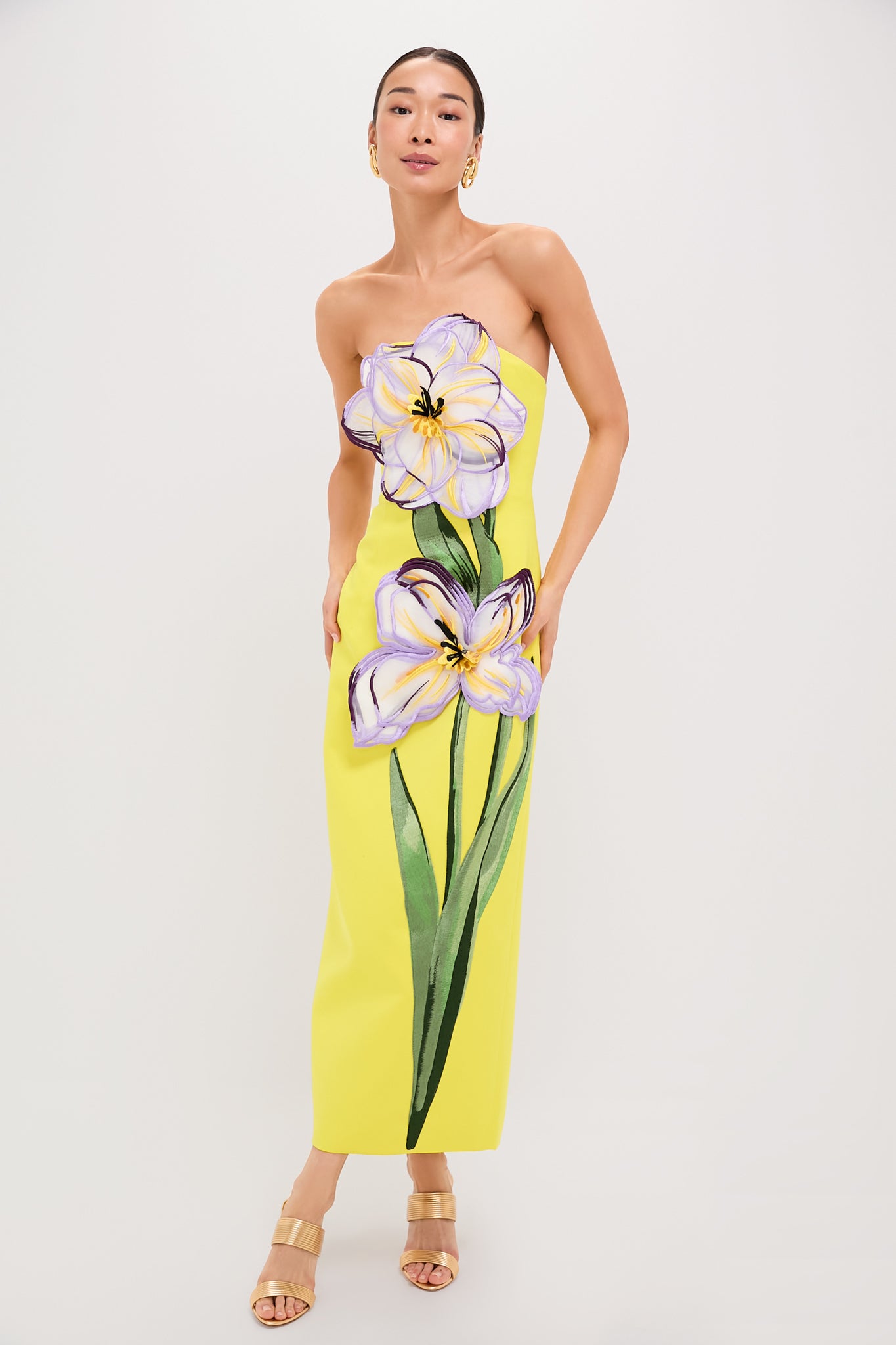 Yellow Iris Print Rayna Maxi Dress-Get Girly