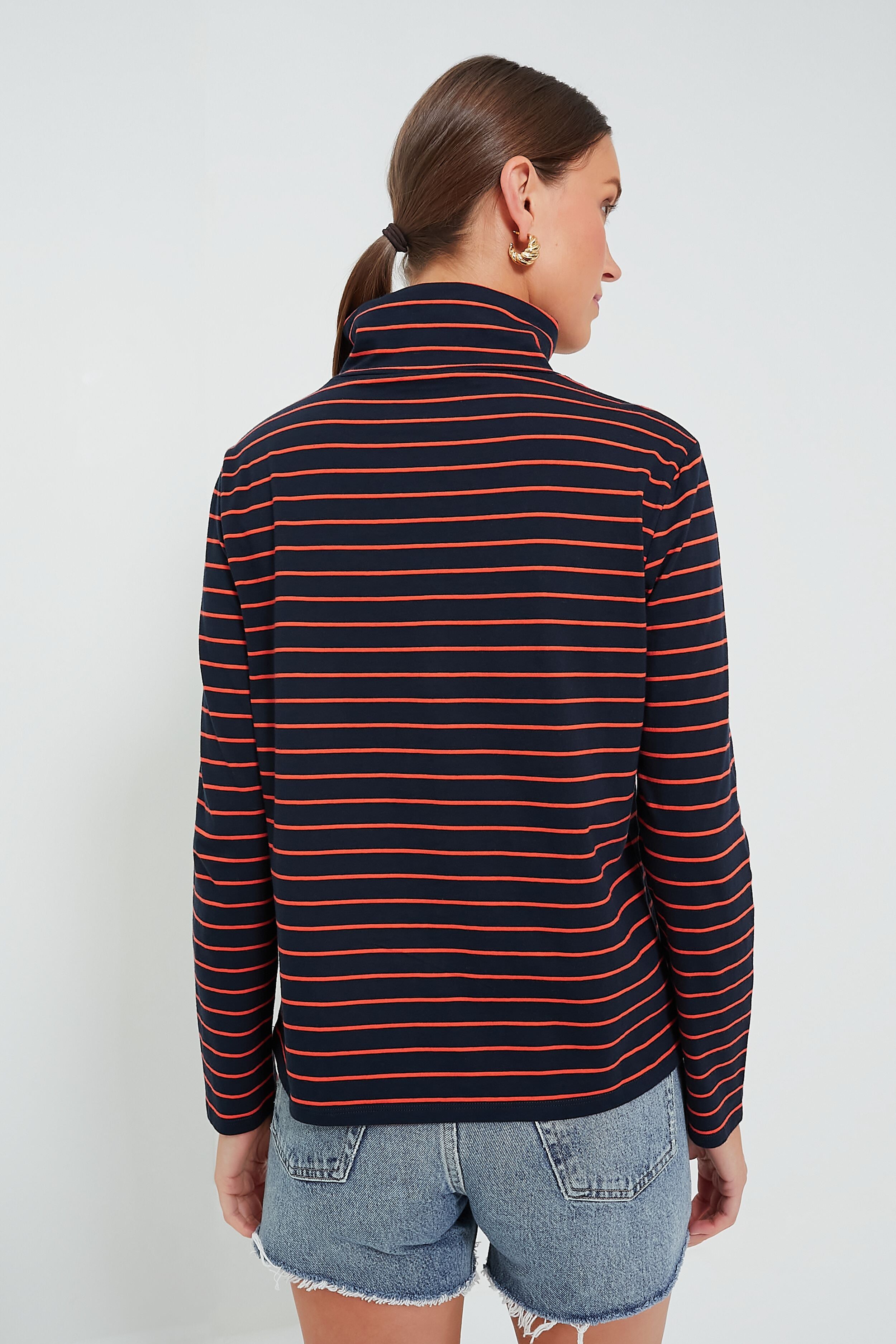 The Navy and Poppy Striped Turtleneck-Get Girly