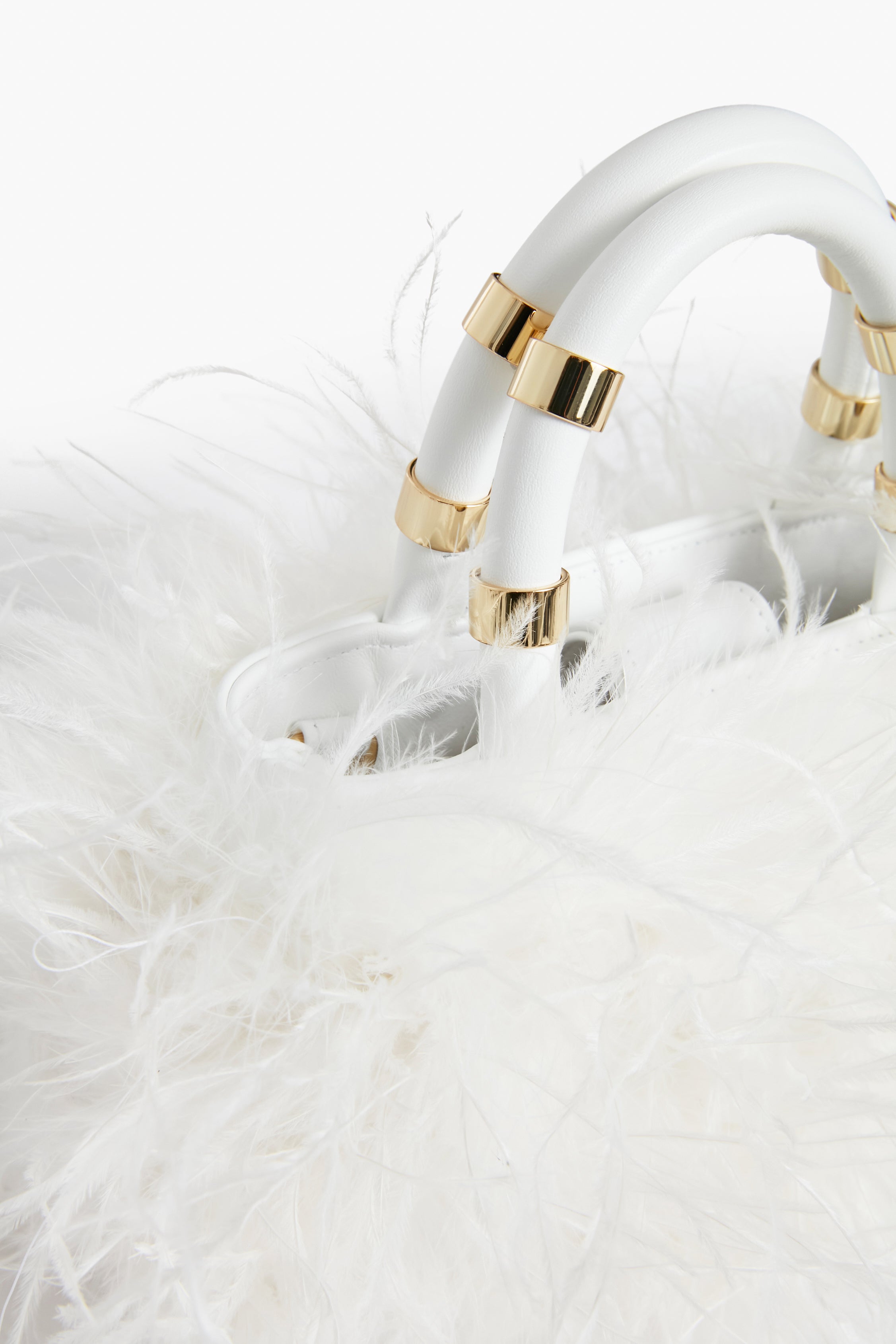 White Emily Feather Bag-Get Girly