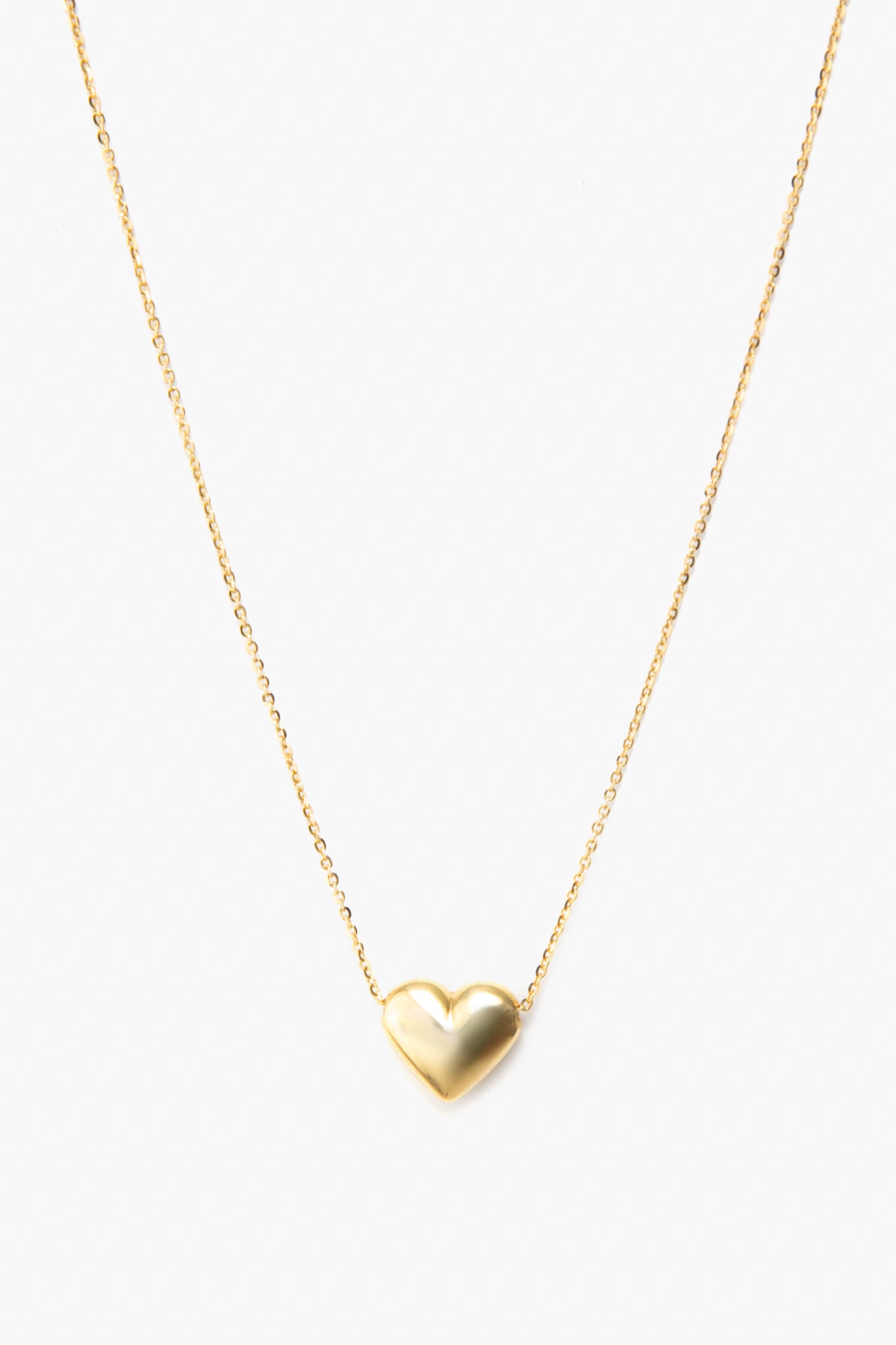 14K Yellow Gold Heart Charm Necklace-Get Girly